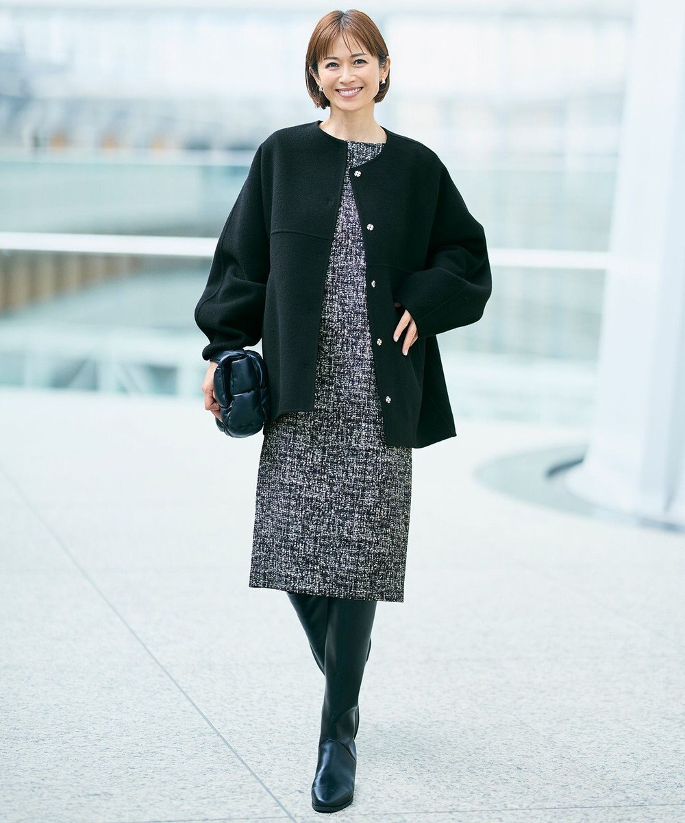 自由区 S 【SHIHOさん着用】ウールリバーノーカラー コート 