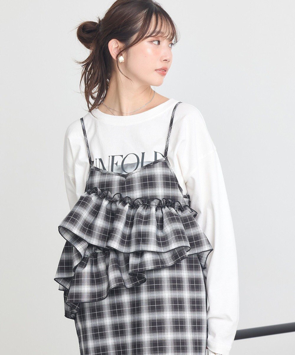 earth music&ecology 2wayフリルチェックキャミワンピース 