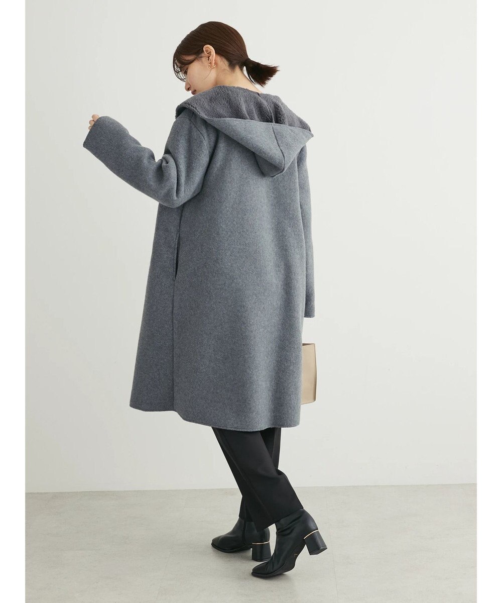 Green Parks フード付き裏ボアロングコーディガン 