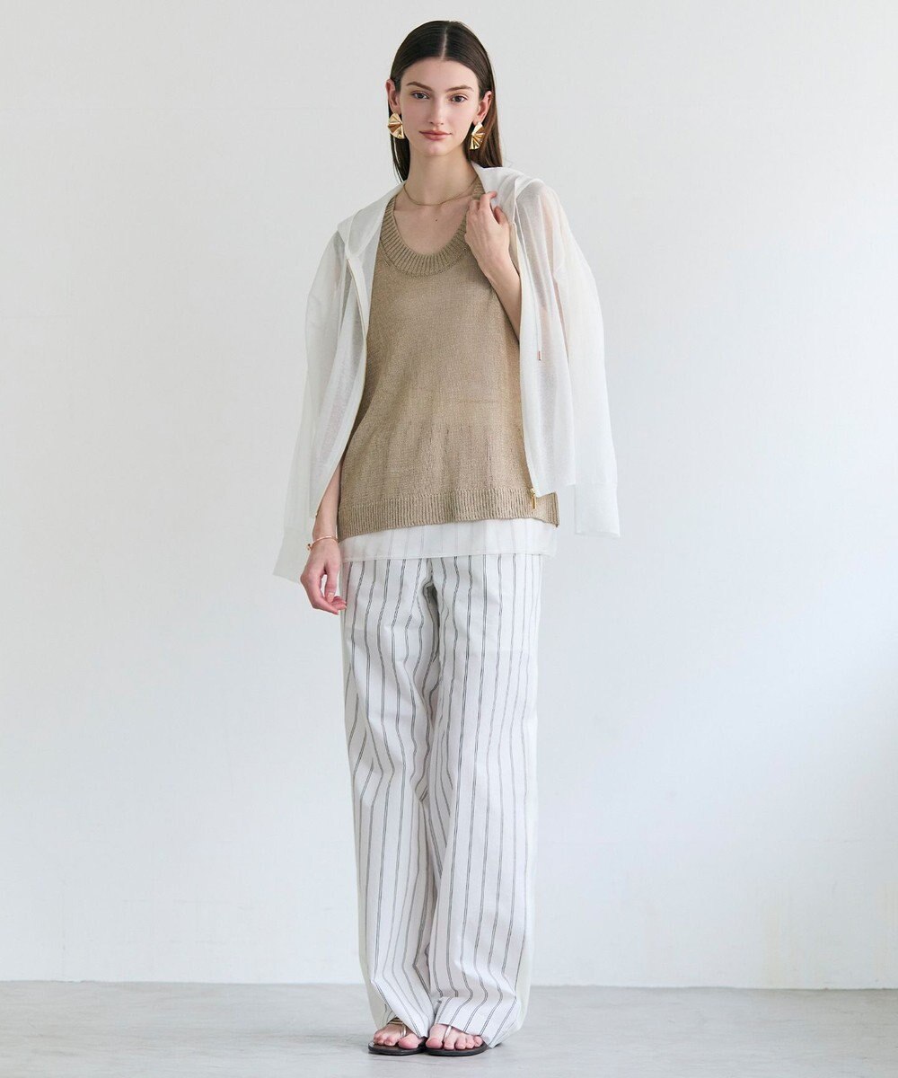 BEIGE， QUARTZ / 側章コンビ ストライプパンツ 