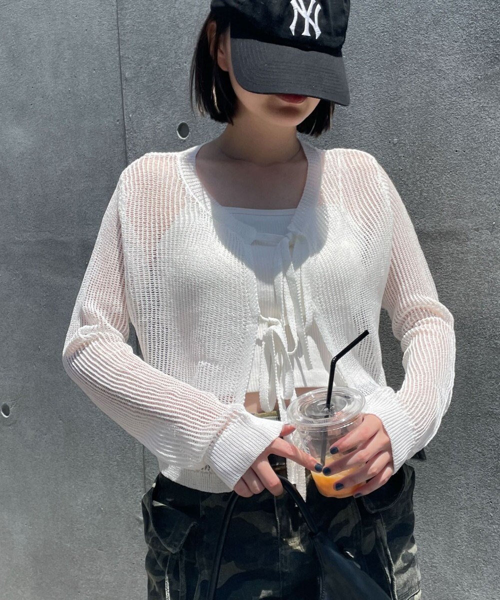 WEGO スパンコールメッシュニットカーデ 