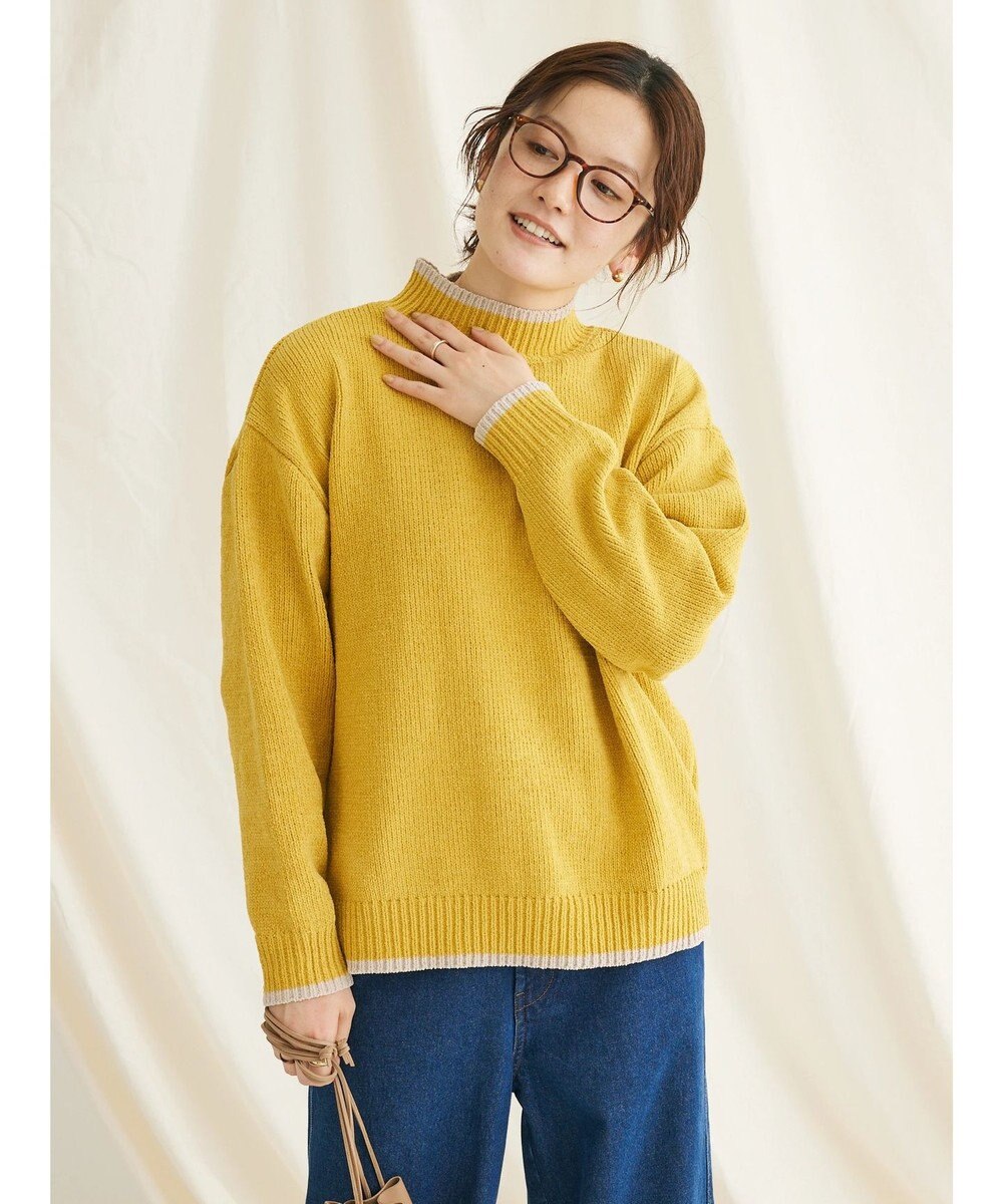 CRAFT STANDARD BOUTIQUE 洗えるモールニット配色プルオーバー 