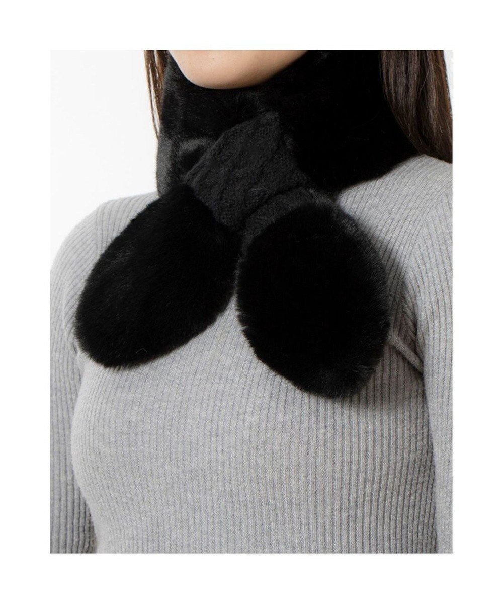 UNBILLION カシュネ cache nez / ニット×フェイクファーマフラー 