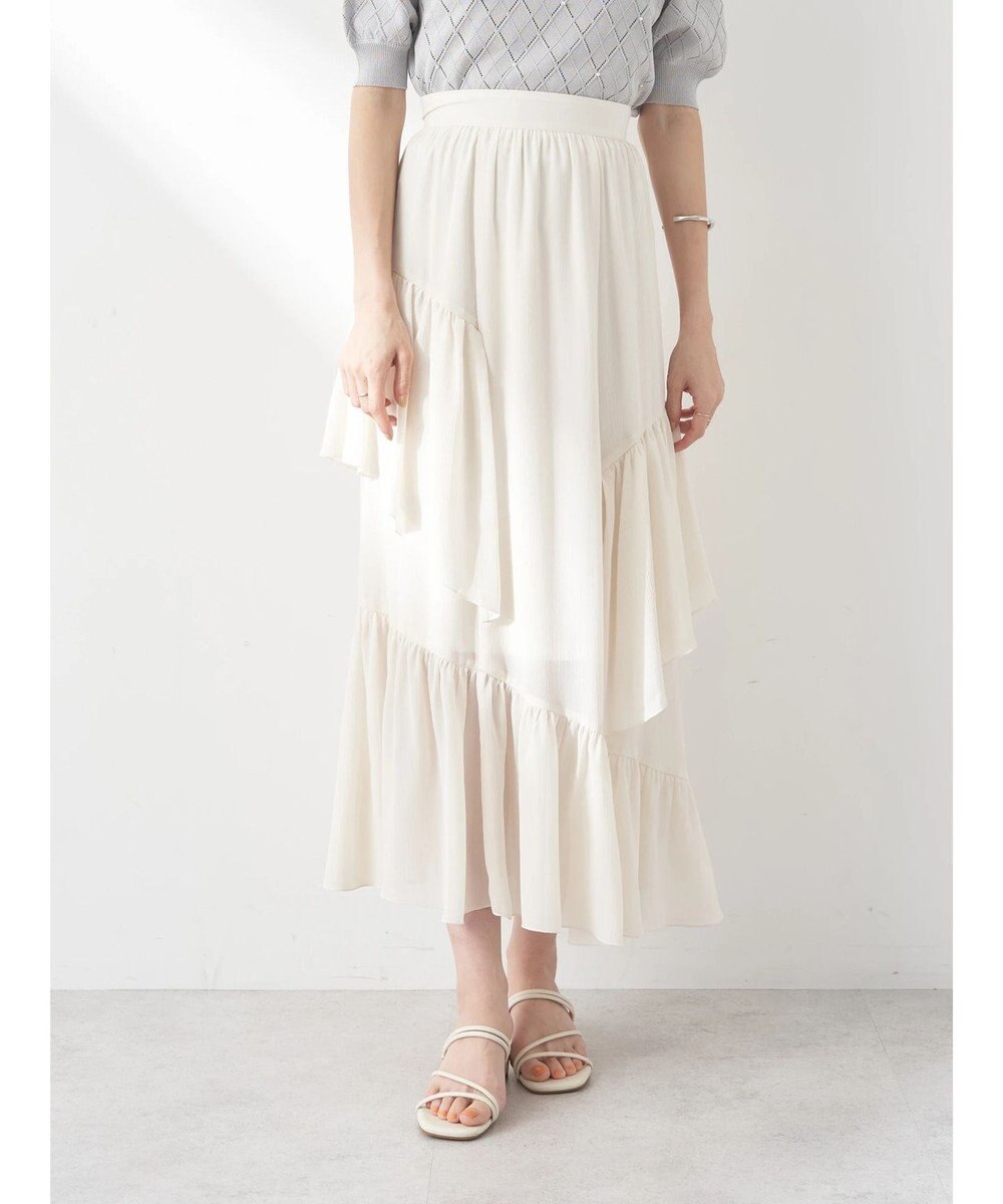 earth music&ecology シアー楊柳アシメティアードスカート 