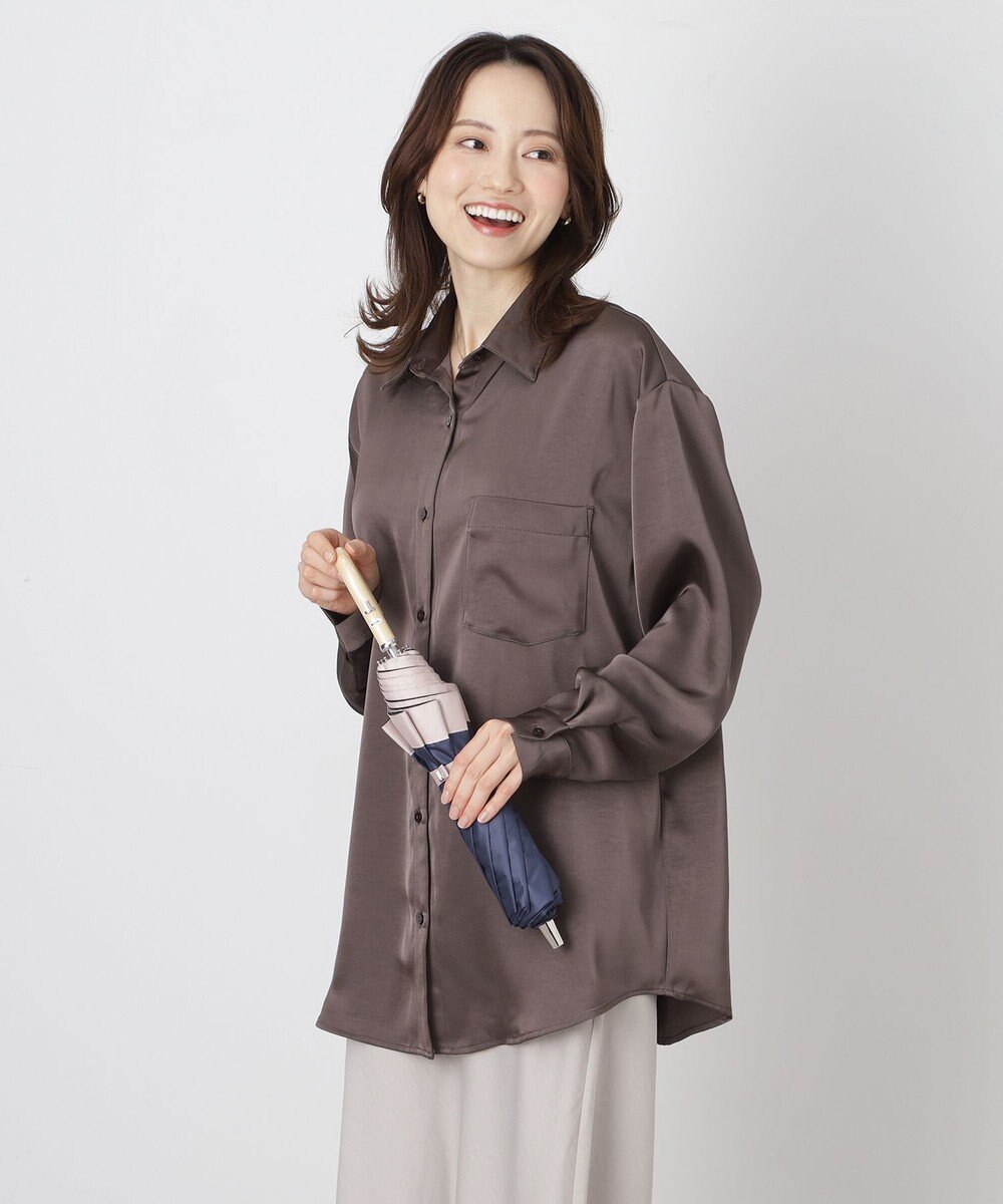 MOONBAT 【遮光/晴雨兼用日傘】LANVIN COLLECTION (ランバン コレクション)グログランリボン バイカラー 遮熱 UV 折りたたみ傘 楽折 