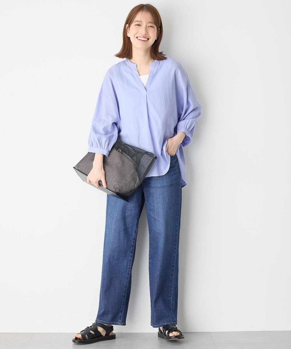 ANY 【手洗い可能】ヨーロピアンリネンスキッパーネックブラウス 