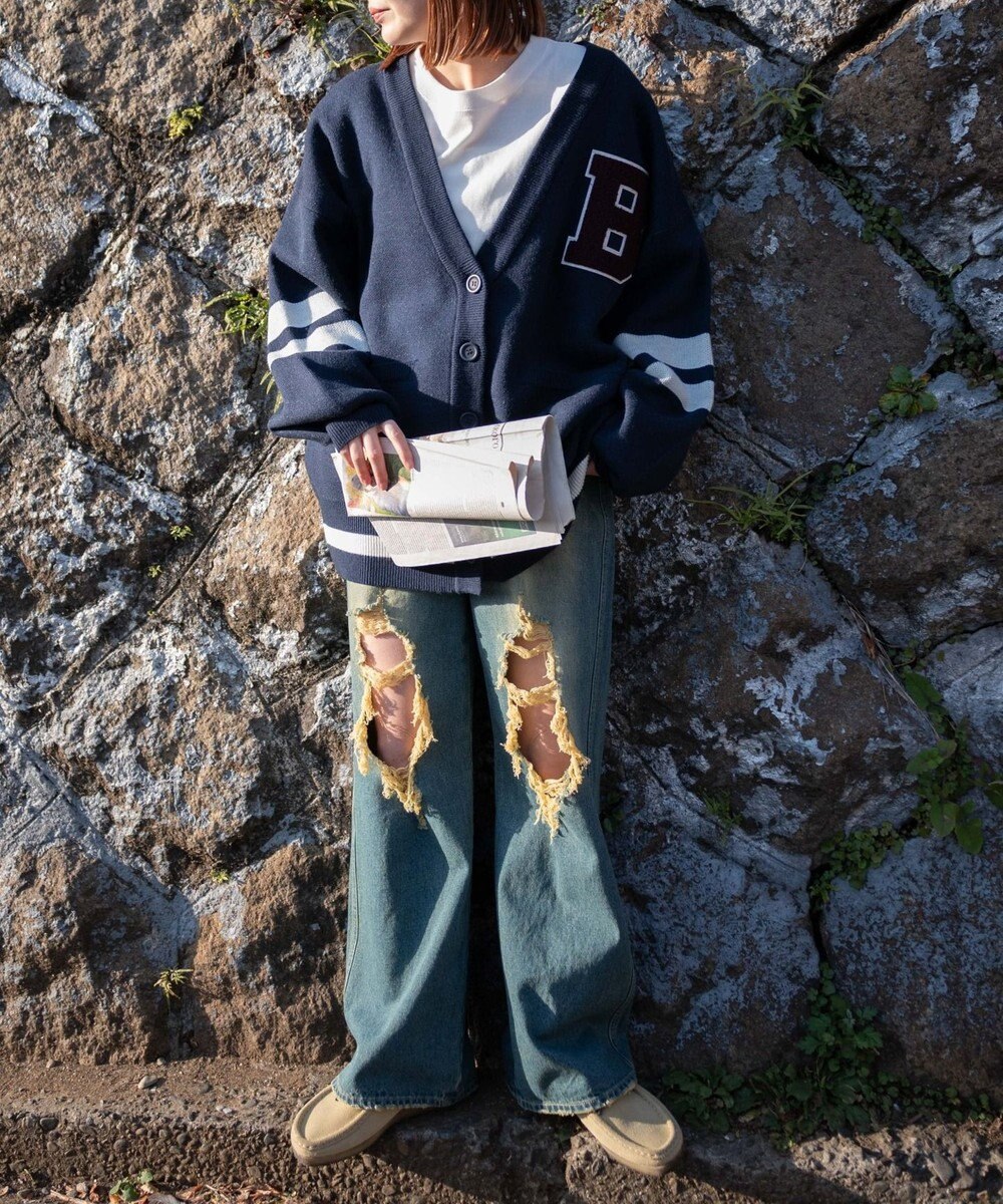 WEGO レタードカーディガン 