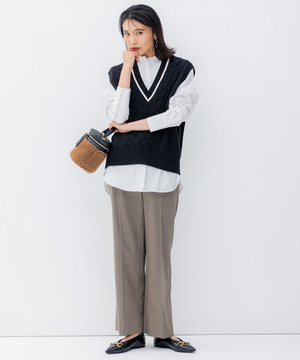 23区 【洗える】コットンリリー Vネック ベスト 