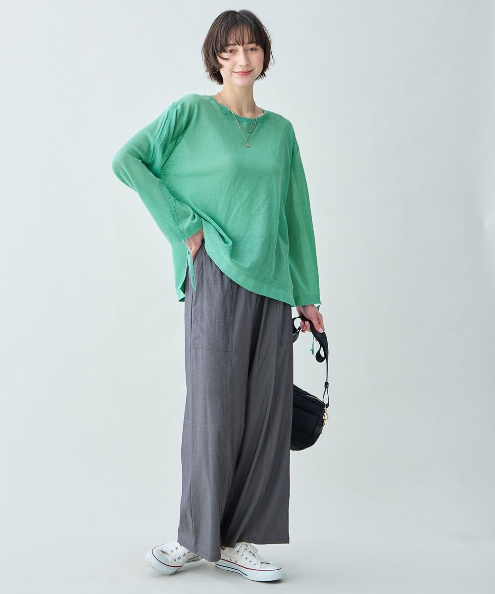 ANY シアーシャーリングスリーブニット 