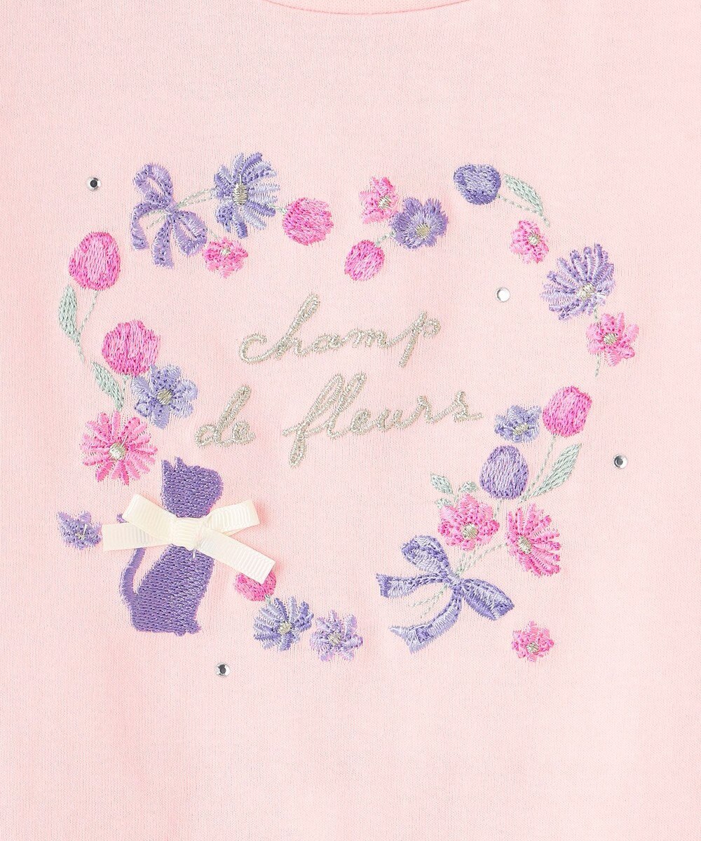 ANY KIDS フラワー 刺繍 Tシャツ 