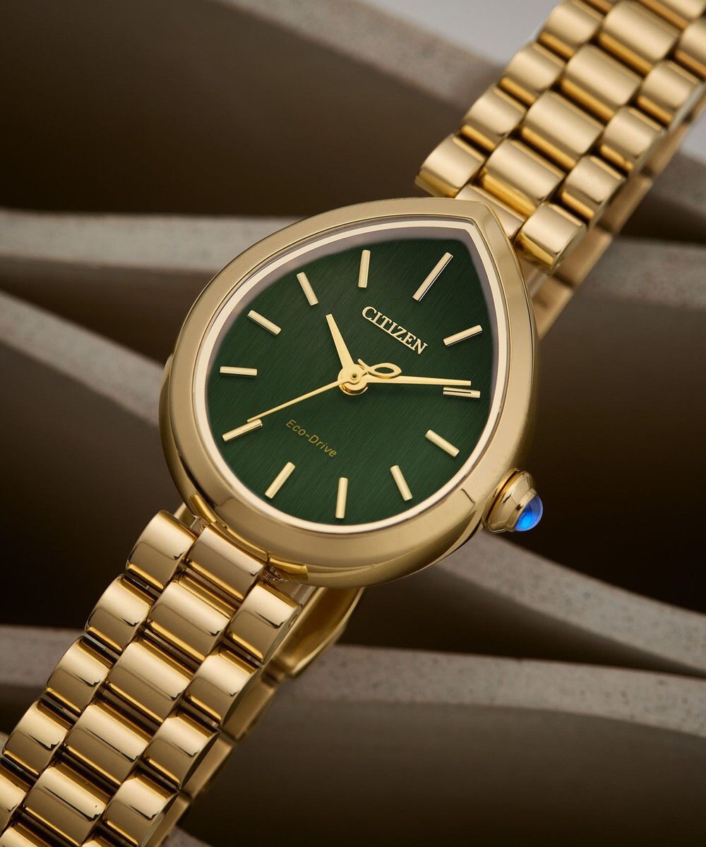 CITIZEN 【電池交換不要】ドロップ形状のジュエリーライクウオッチ EM1203-57X ウォームゴールド 
