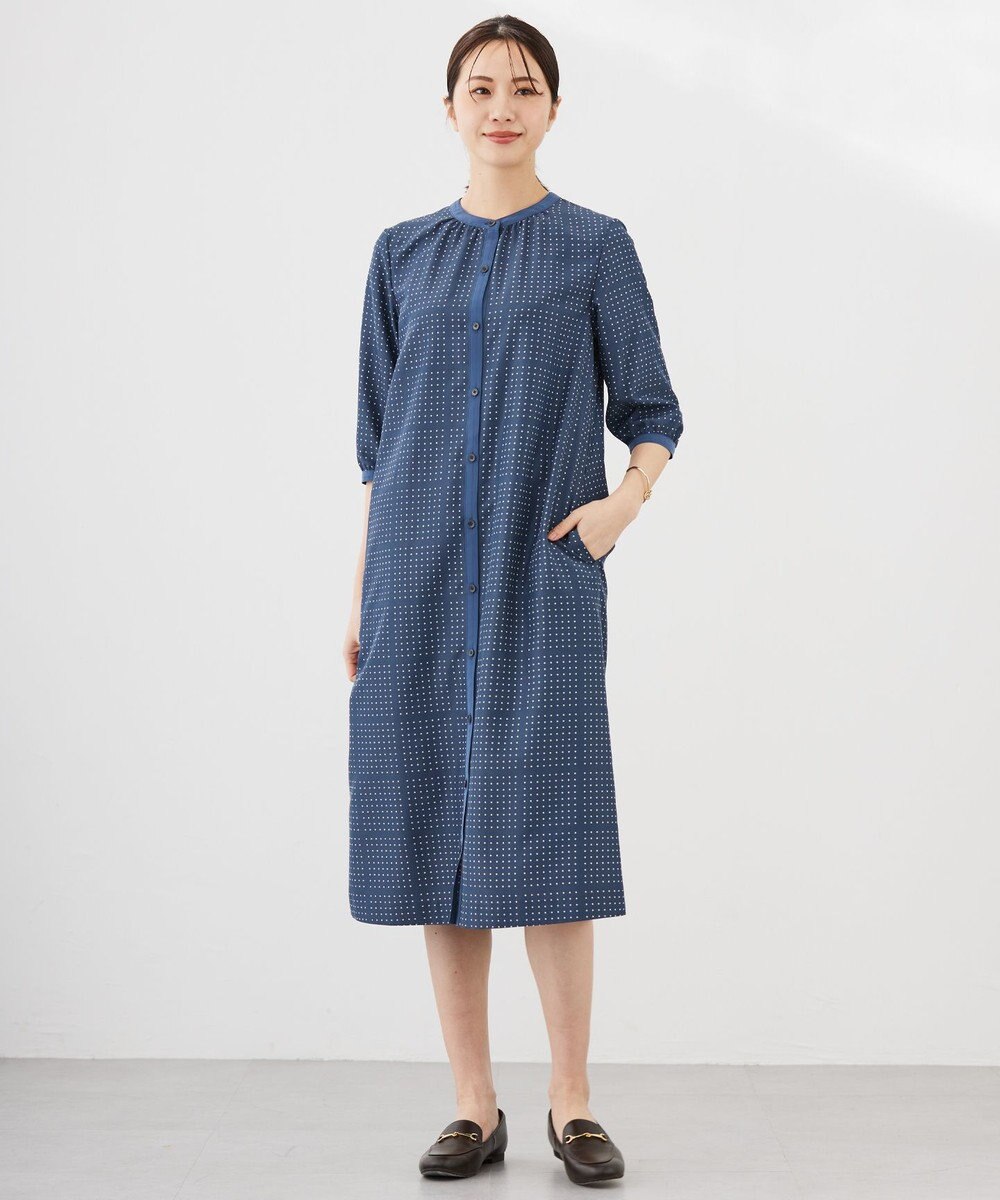 J.PRESS LADIES L 【洗える】ブロックドットプリント ワンピース 