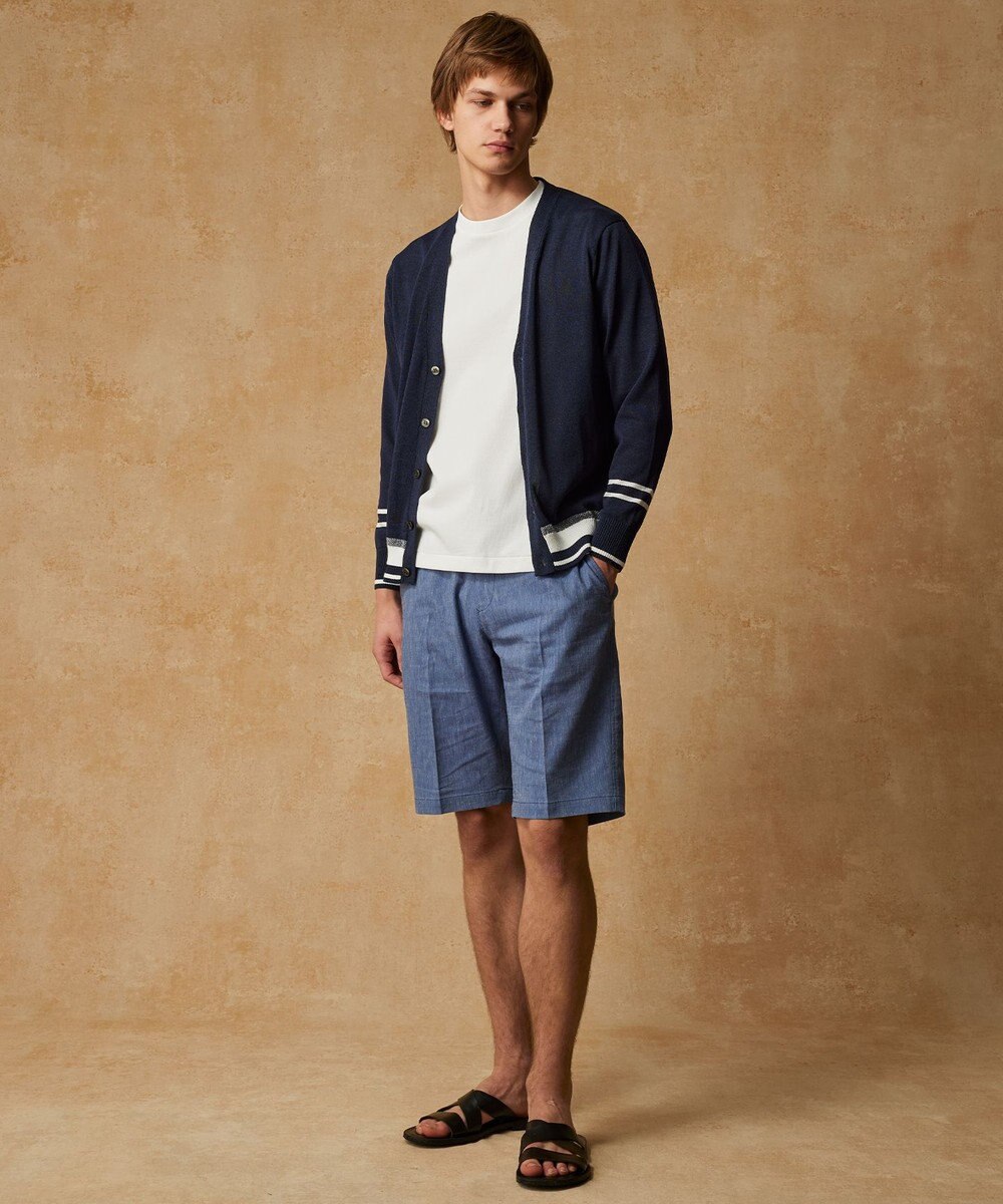 JOSEPH ABBOUD 【ウエストも伸びる/清涼/ストレッチ】ストレッチリネンシャンブレーショートパンツ 