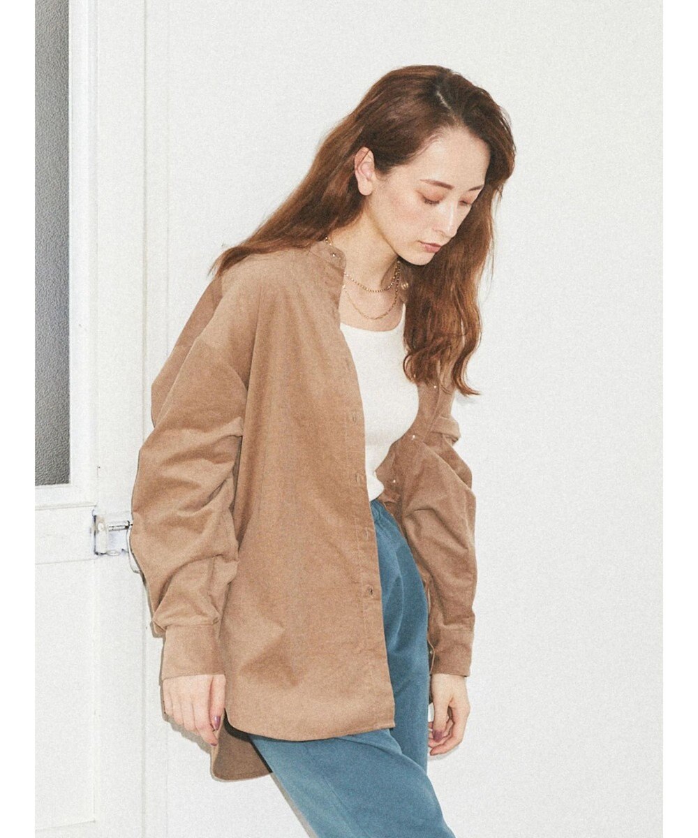 earth music&ecology コーデュロイシャツチュニック Beige