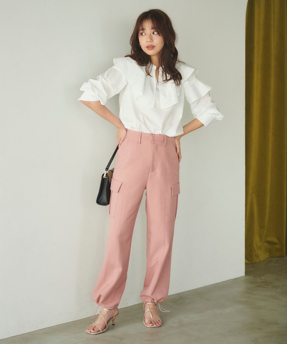 Feroux 【洗える】ラッフルスキッパー ブラウス 