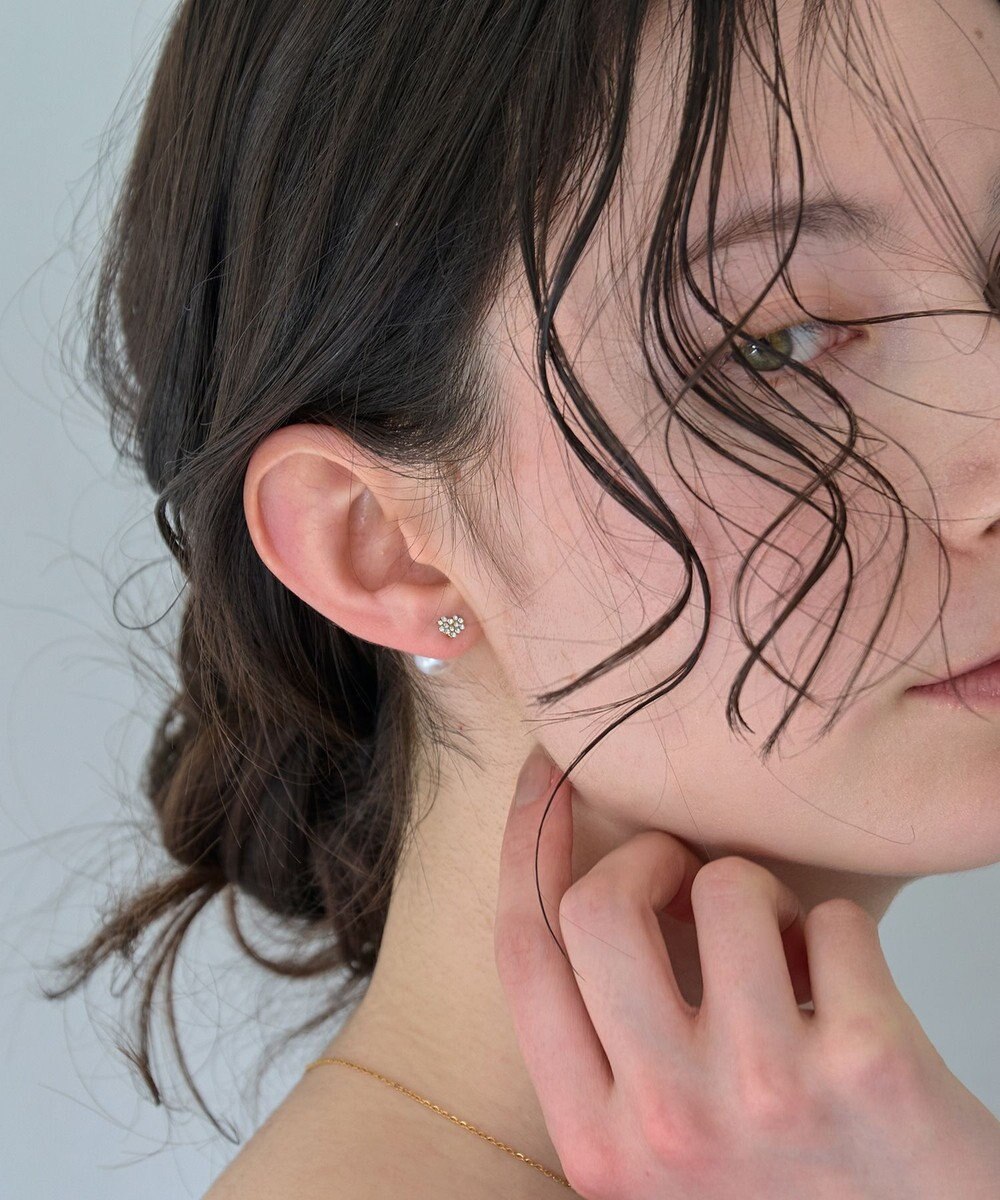 Phoebe 〈金属アレルギー対応〉3wayハートパヴェビジューパールキャッチピアス/ゴールド 