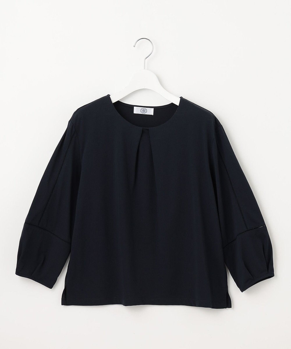 J.PRESS LADIES 【洗える】プレーティングジャージー フロントタック カットソー 