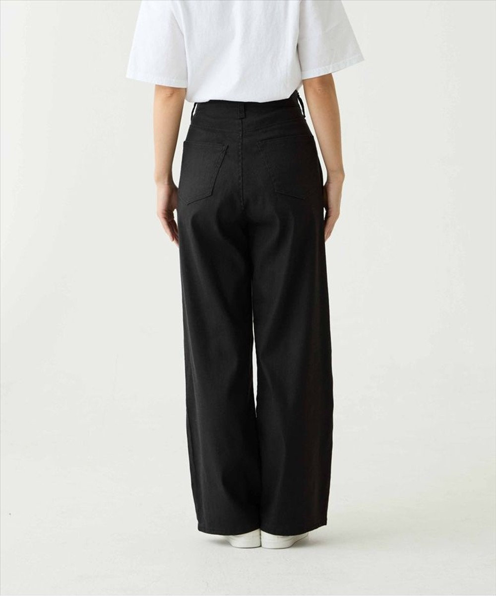 caqu linen rayon stretch wide pants リネンレーヨンストレッチワイドパンツ 