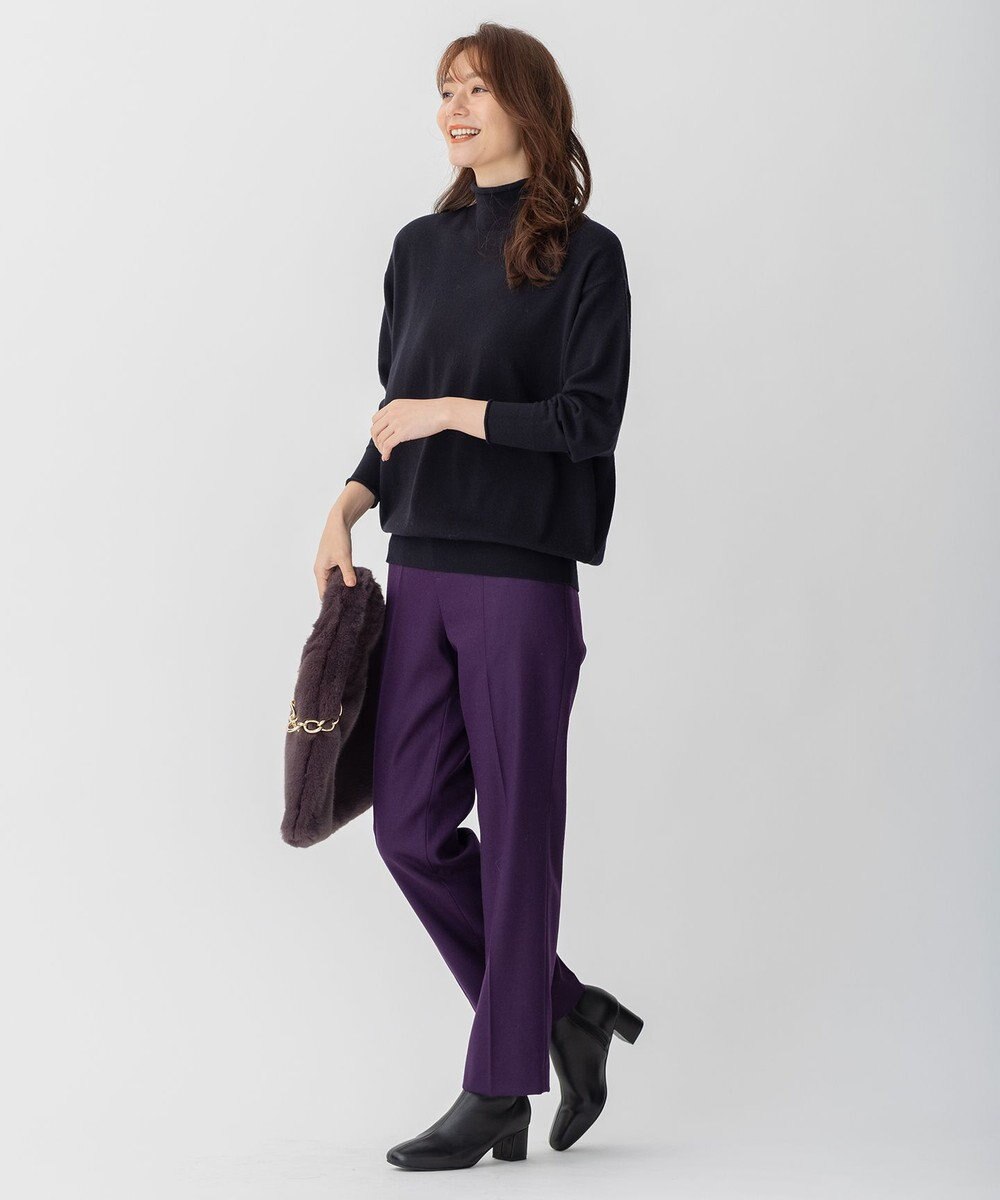 自由区 【洗える】ウォッシャブルハイカウントフラノ ストレートパンツ 