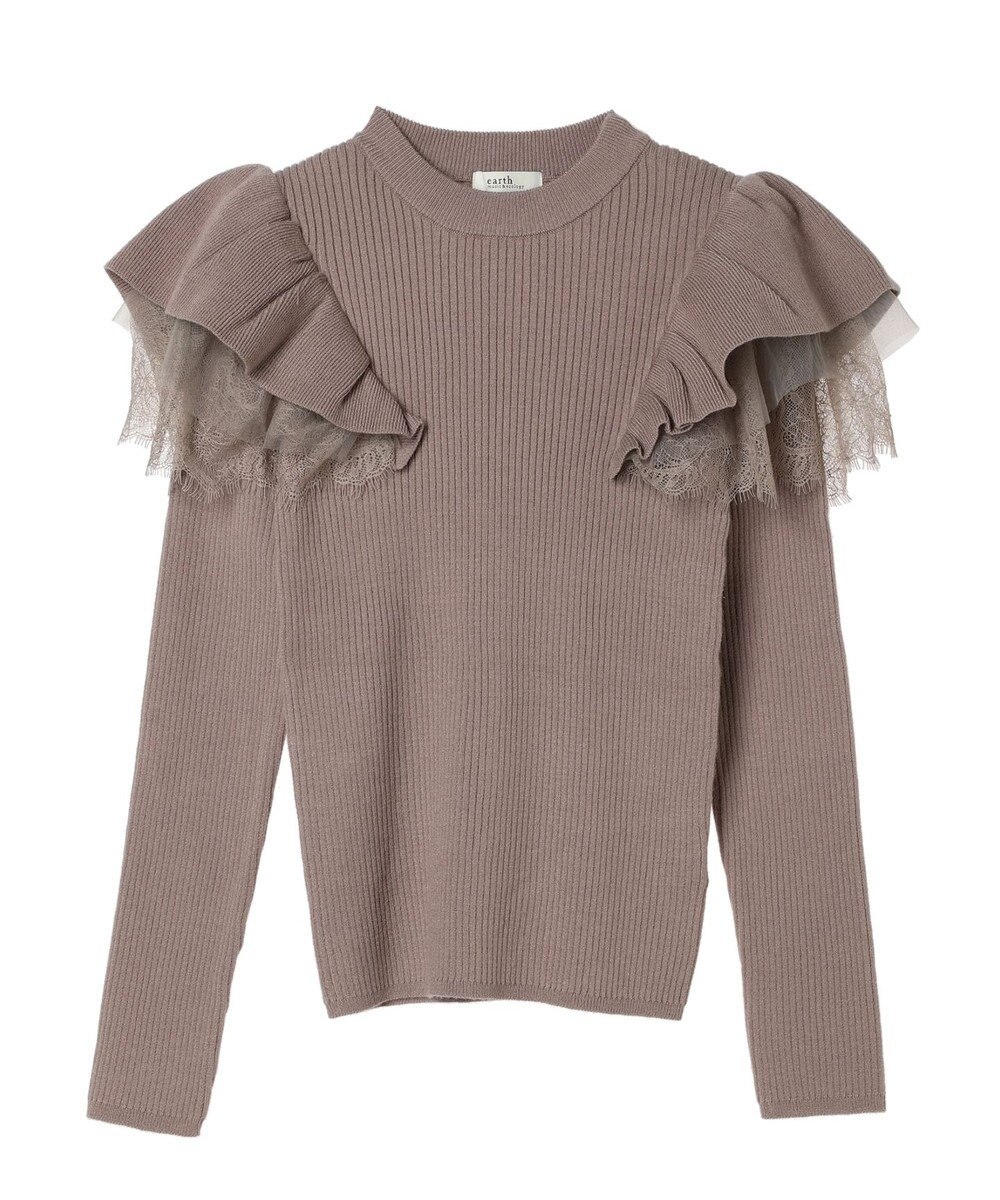 earth music&ecology ショルダーチュールレースプルオーバー 