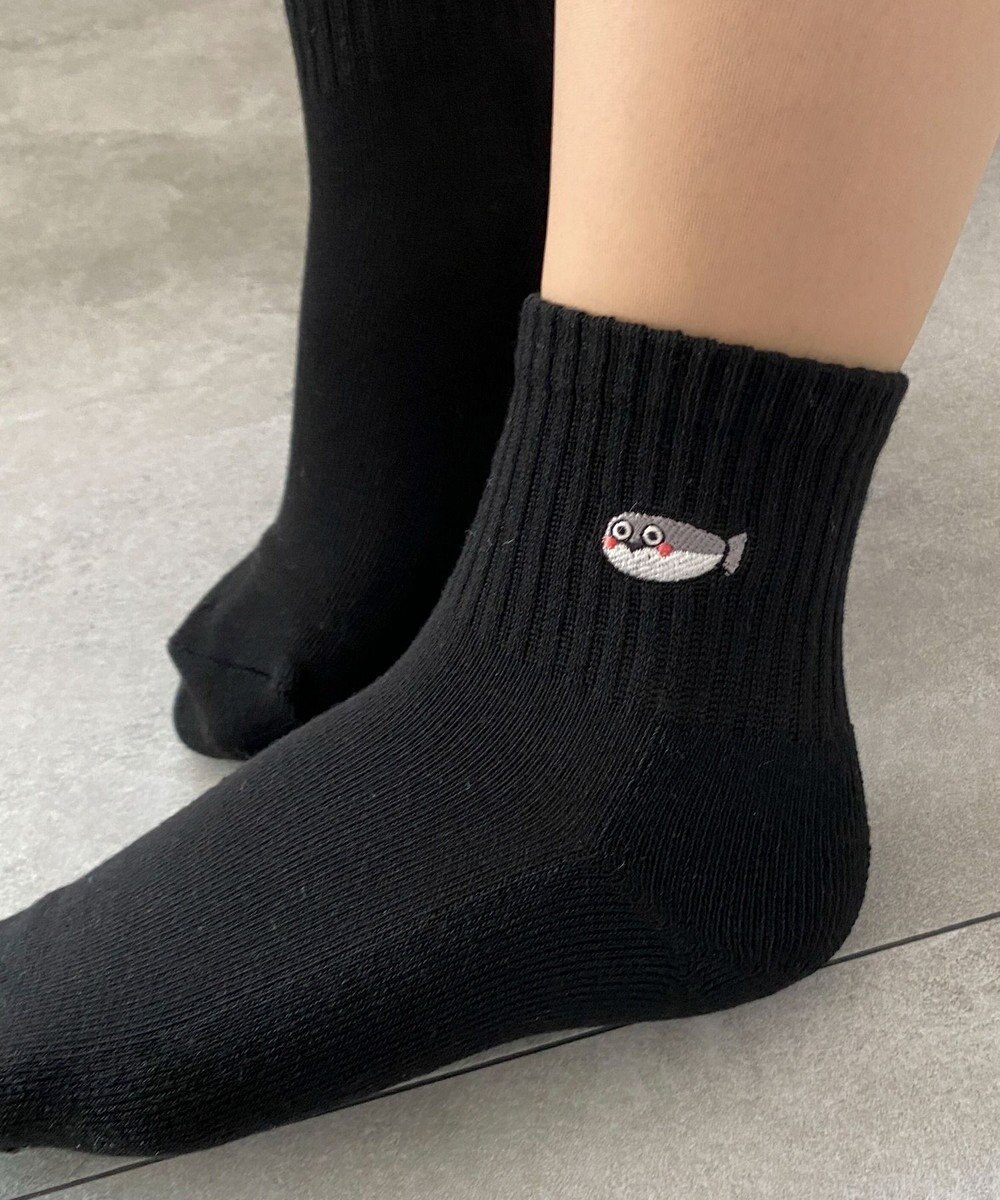 WEGO アニマル刺繍アンクル底パイルソックス 