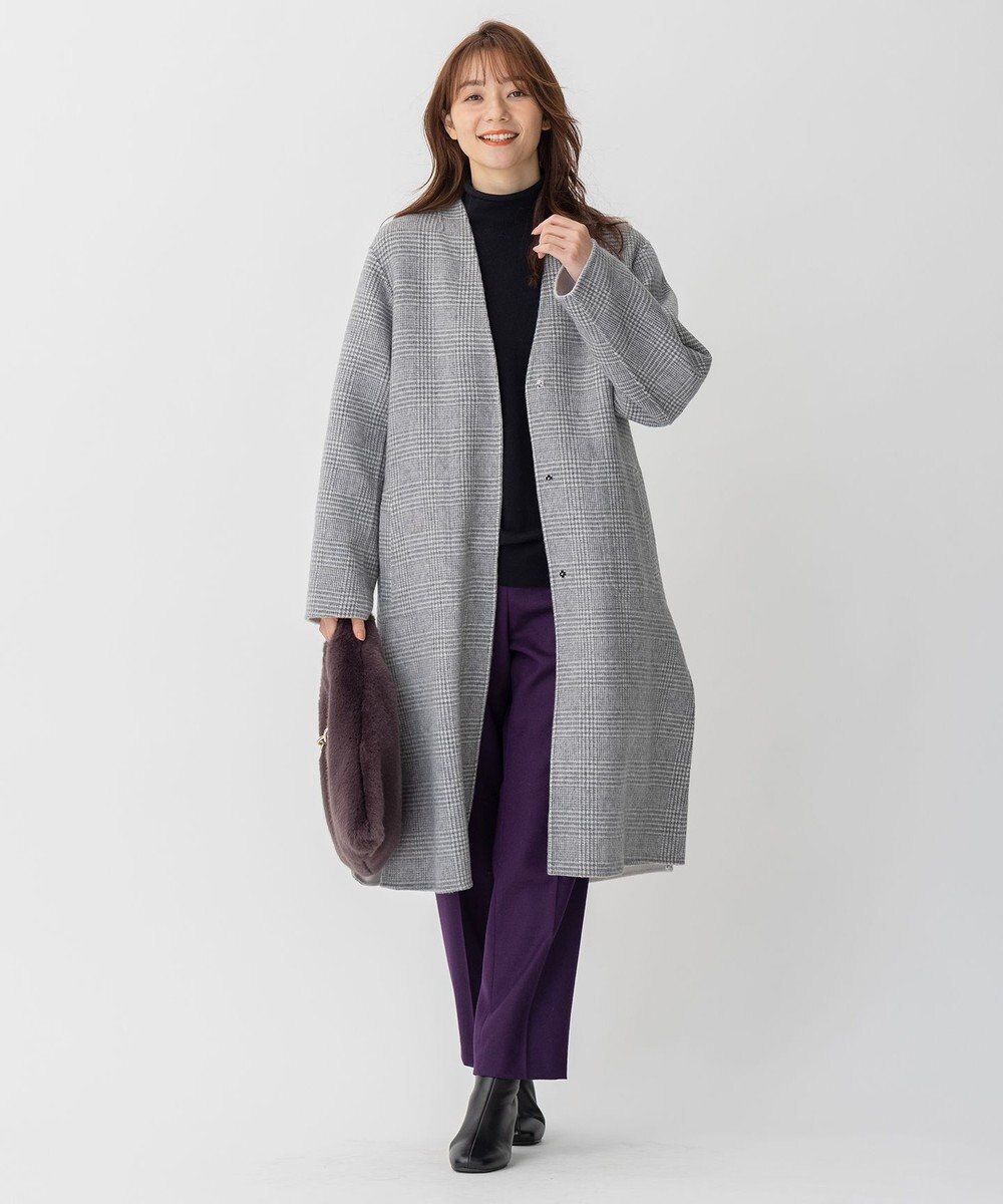 自由区 【洗える】ウォッシャブルハイカウントフラノ ストレートパンツ 