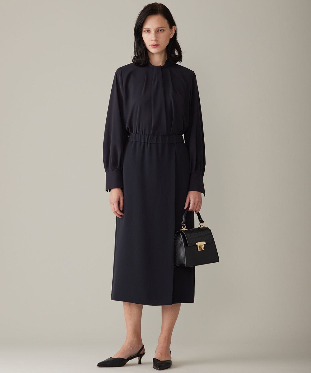 自由区 【洗える】ライトサテン ブラウス 