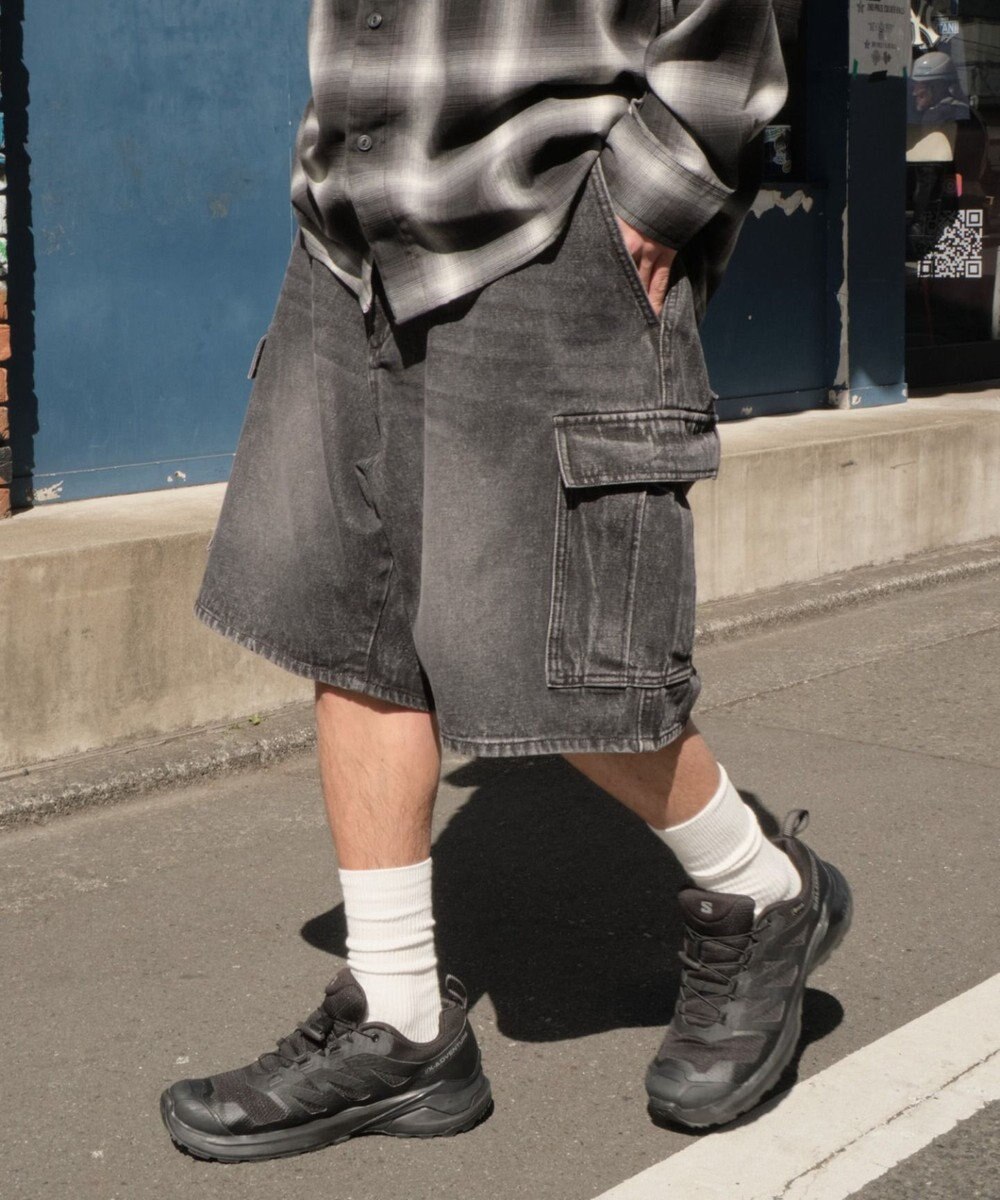 WEGO 【SMLサイズ展開】イージーバギーデニムカーゴショーツ 