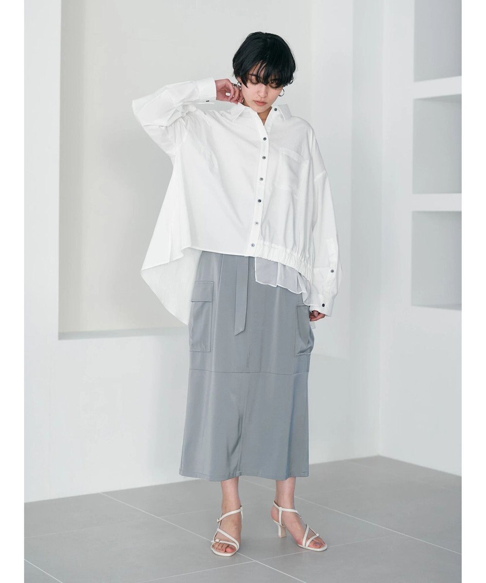 YECCA VECCA シアーMIXアシメシャツ 
