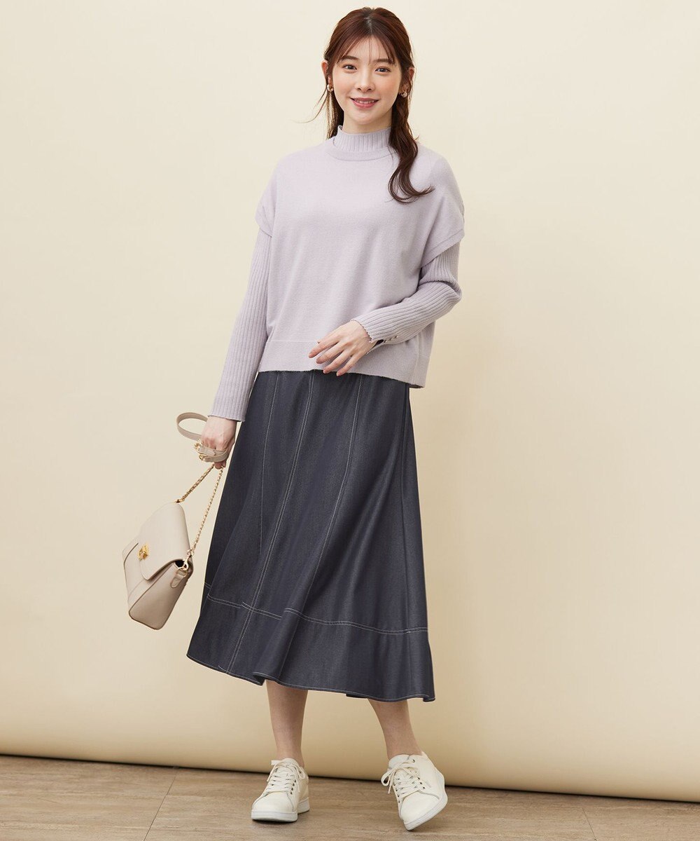 ANY SIS 【洗える】デニムライクシャンブレー スカート 