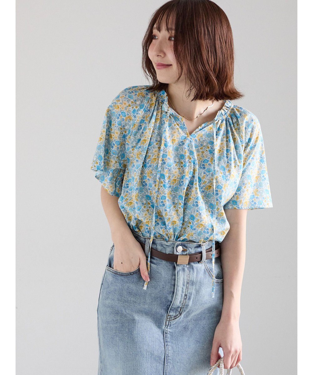 Te chichi 【LIBERTY FABRICS】フリルネックブラウス 