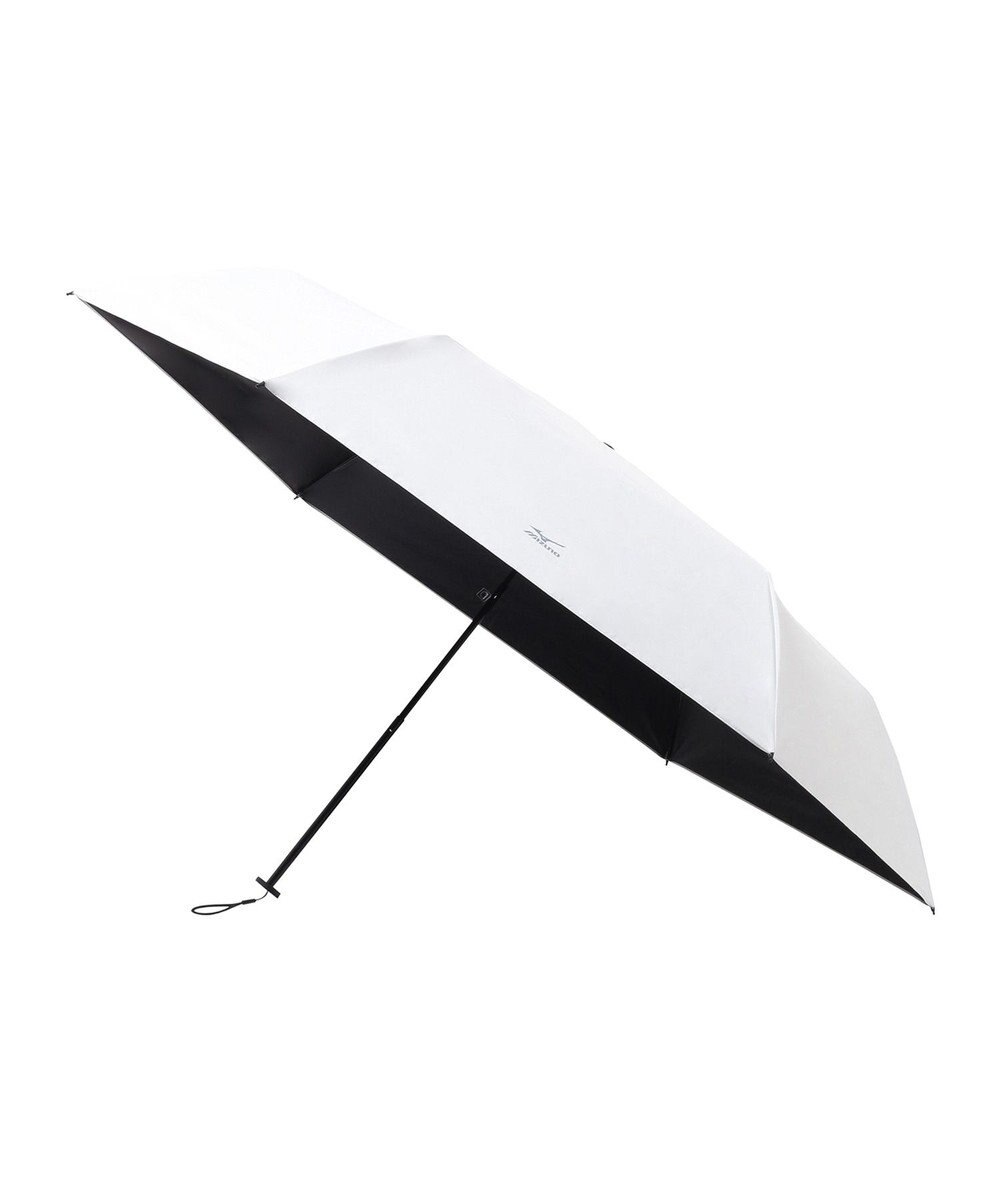 MOONBAT MIZUNO(ミズノ) ワンポイントロゴ 無地 日傘 折りたたみ傘 パラソル 晴雨兼用 軽量 遮熱効果 遮光率100% UV遮蔽100% 