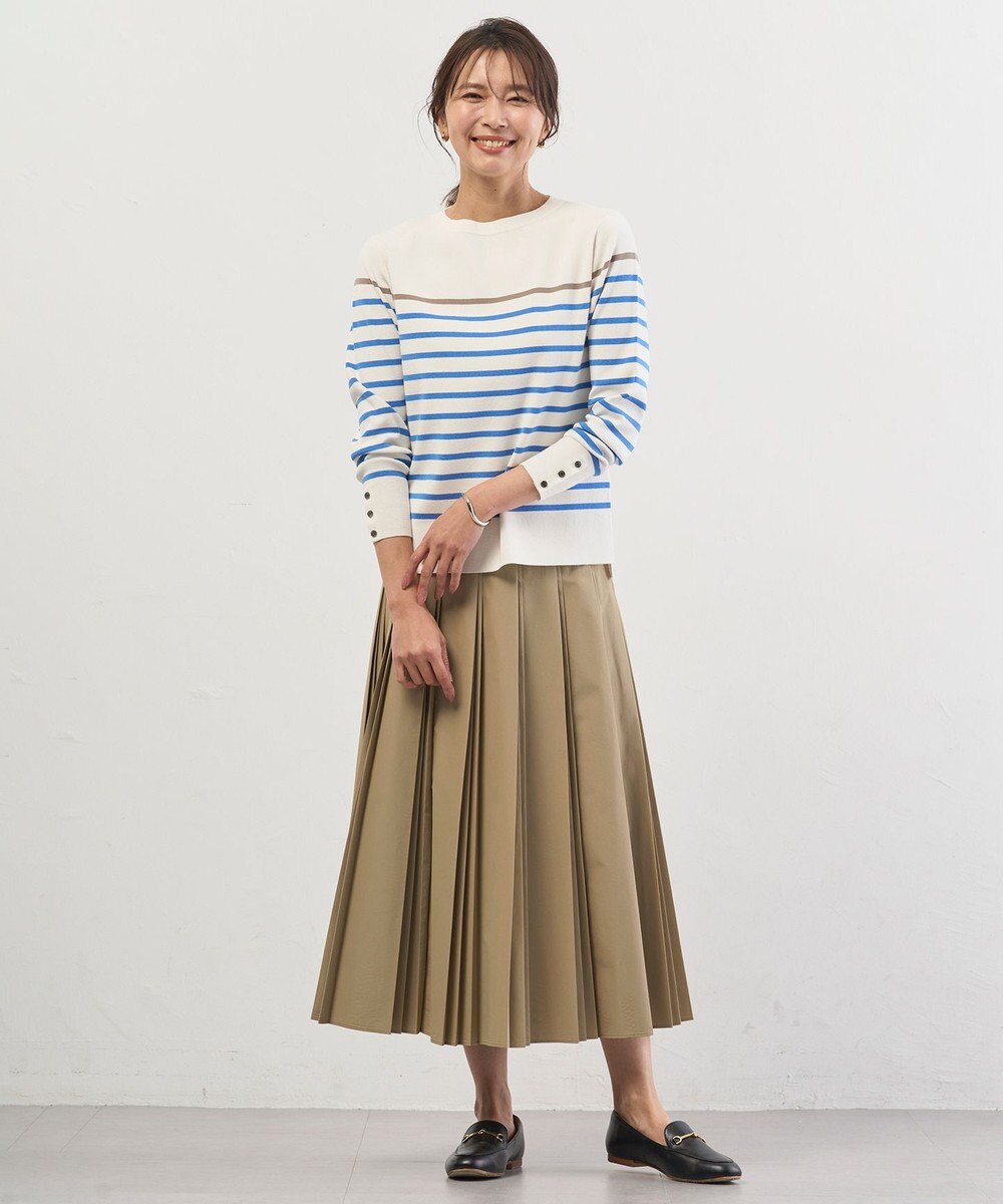J.PRESS LADIES L Rayon Stretch Border ニット 