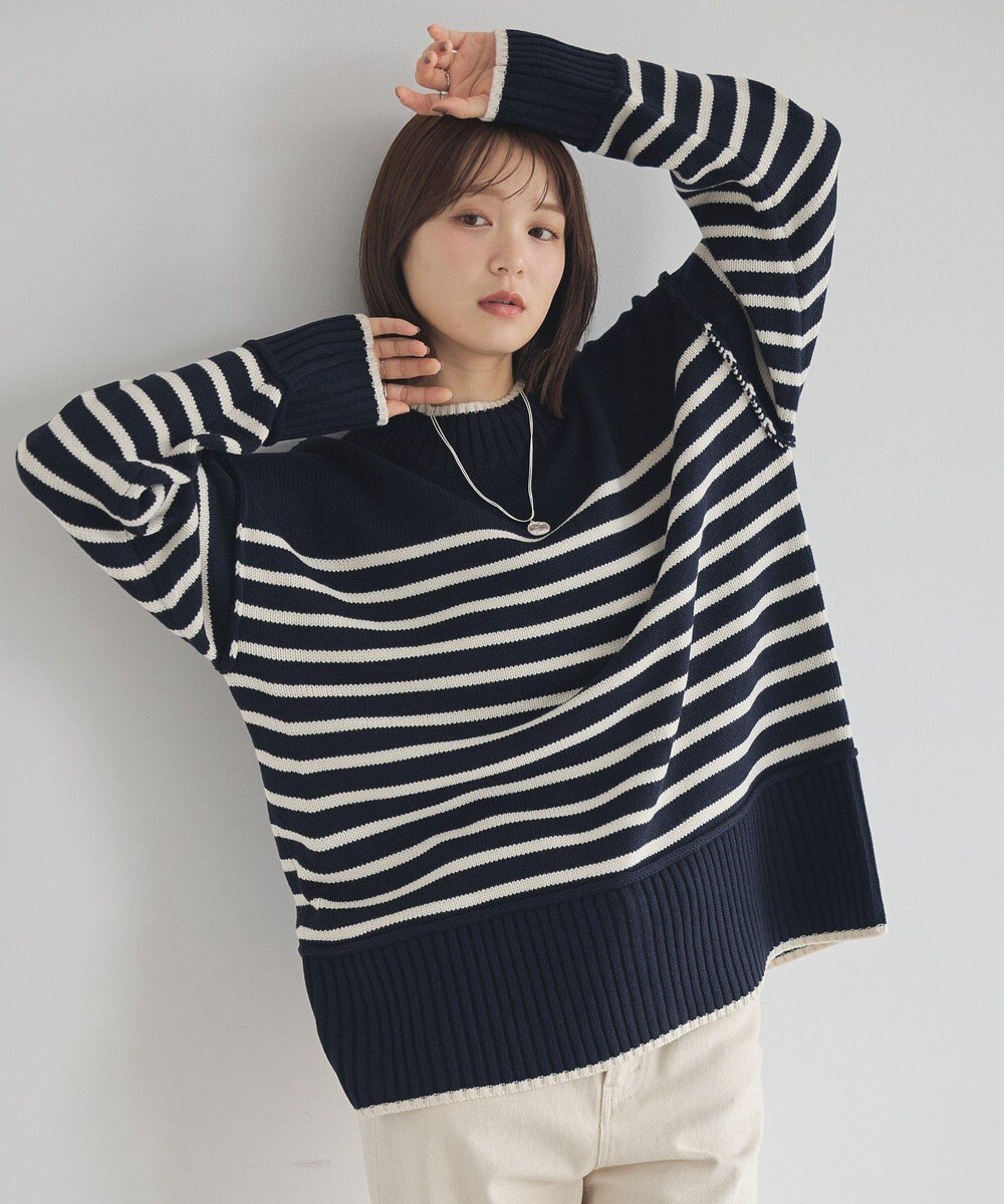 earth music&ecology 【毛玉防止 / 洗濯機洗い可】アンチピリングモックネックバックスリットニット 