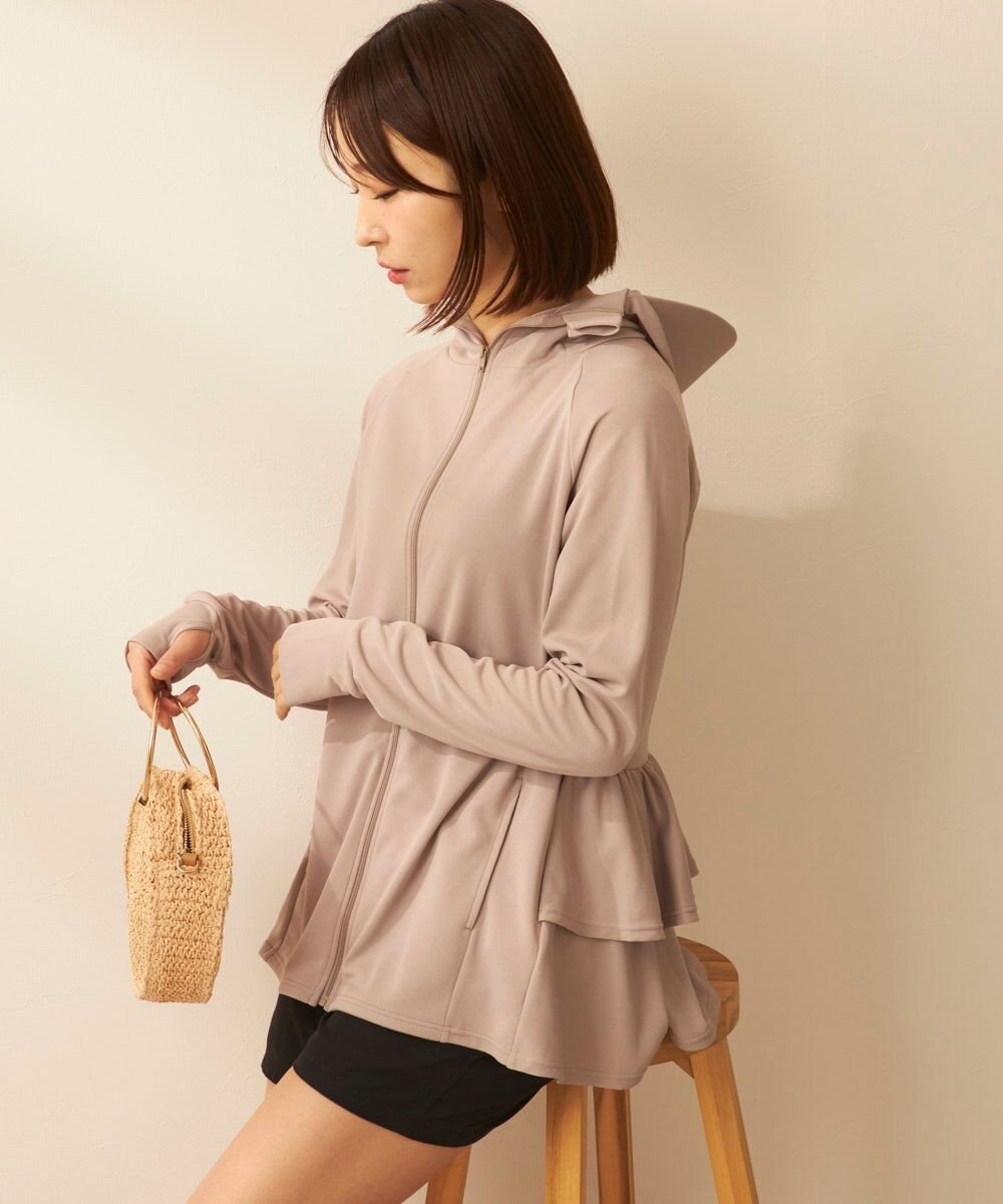 OP／FILA 【ocean pacific】フェイスガード付き バックフリル ラッシュガードパーカー 