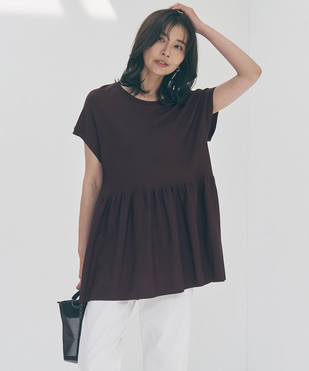 UNFILO L スゴ機能美ニット フレンチスリーブ ペプラム 