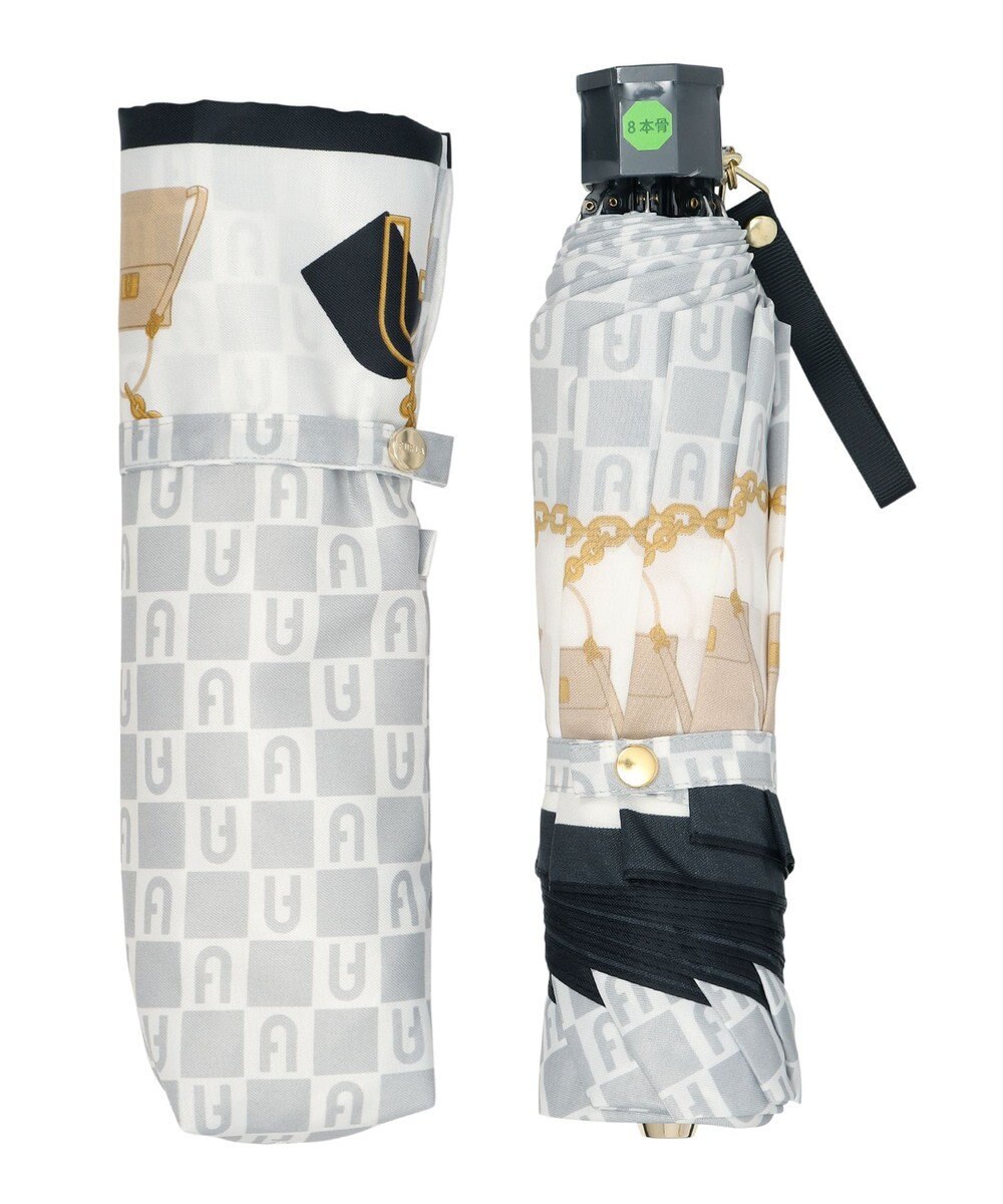 MOONBAT FURLA 折りたたみ傘 チャーム＆ロゴプリント UV 耐風 日本製 