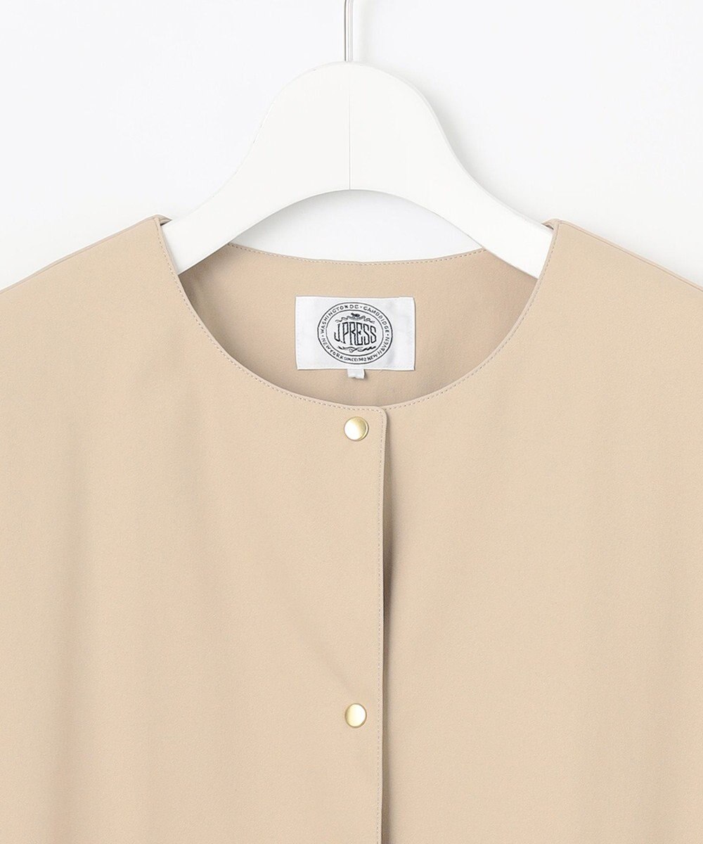 J.PRESS LADIES 【洗える・撥水】ドライツイルストレッチ ノーカラー コート 