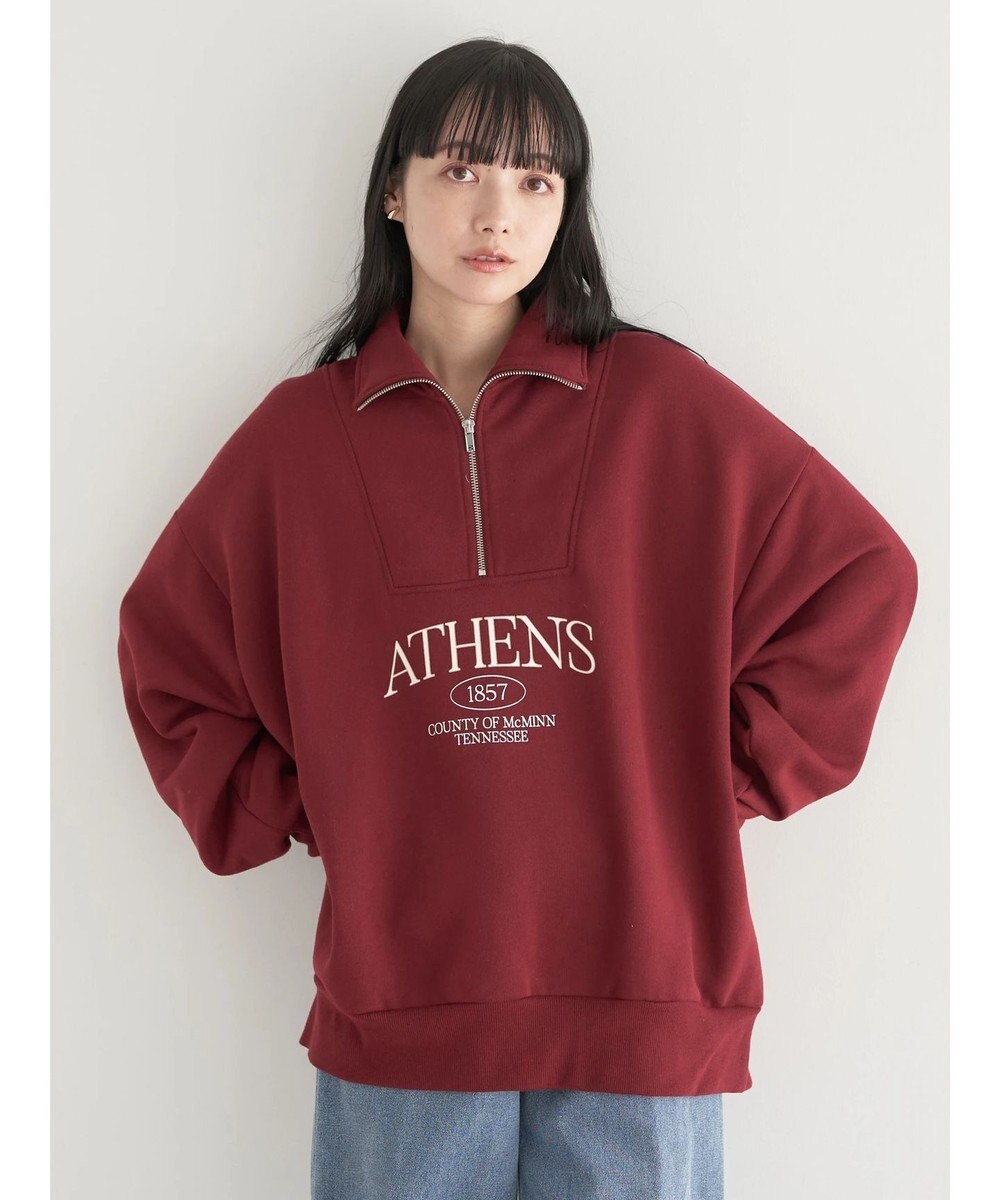 earth music&ecology ハーフジップロゴチュニック 