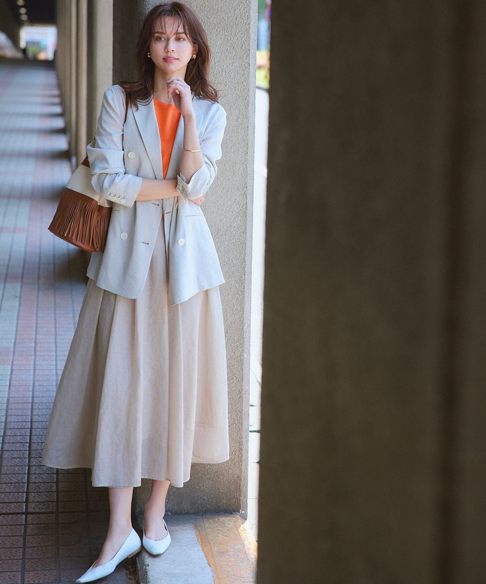 23区 【洗える】グロッシーボイル タック スカート 