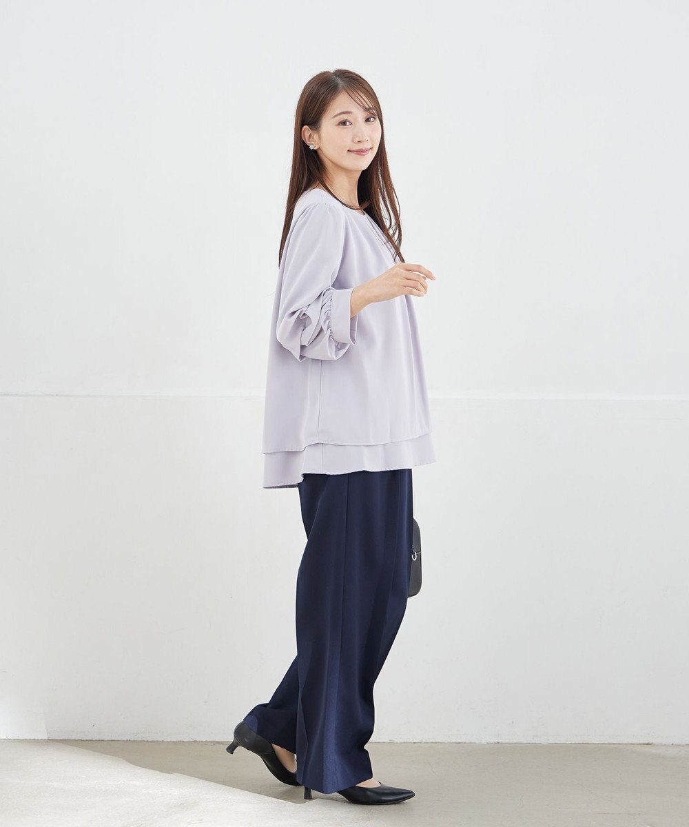 Tiaclasse L 【新色追加・洗える】つまみタック袖レイヤードブラウス 