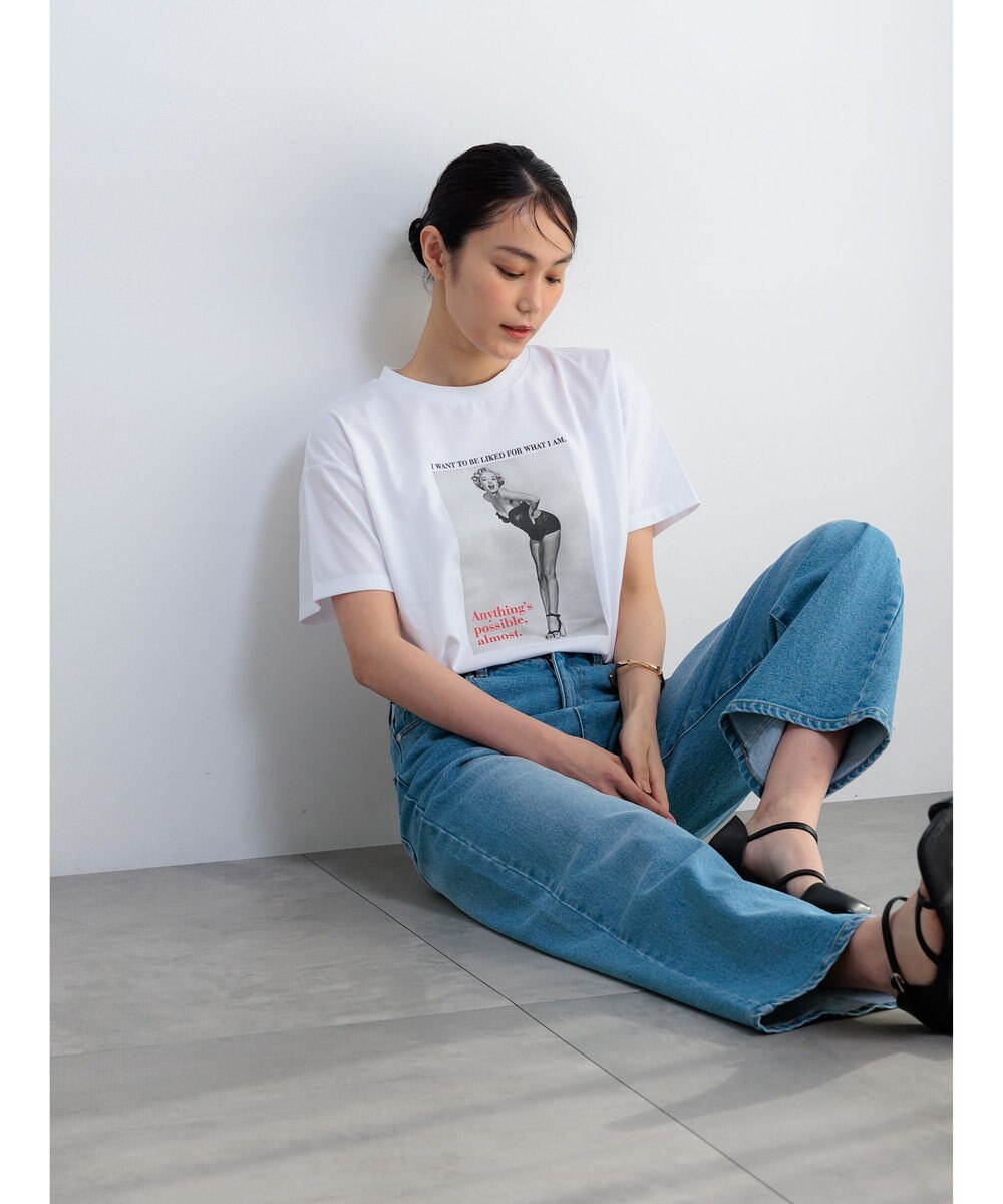 Te chichi マリリンモンローモノクロフォトTシャツ 
