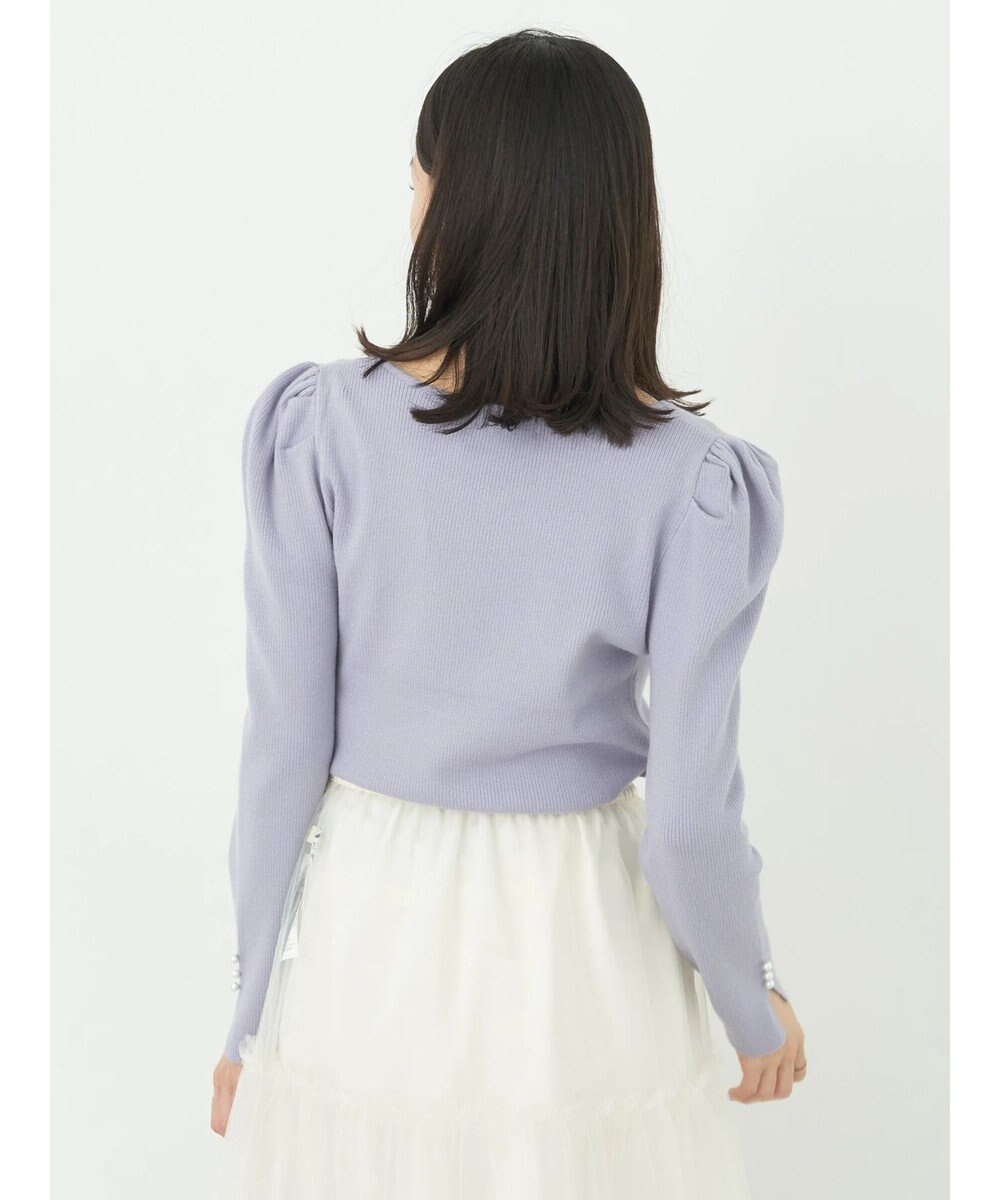 earth music&ecology ハートネック袖パールニットプルオーバー 