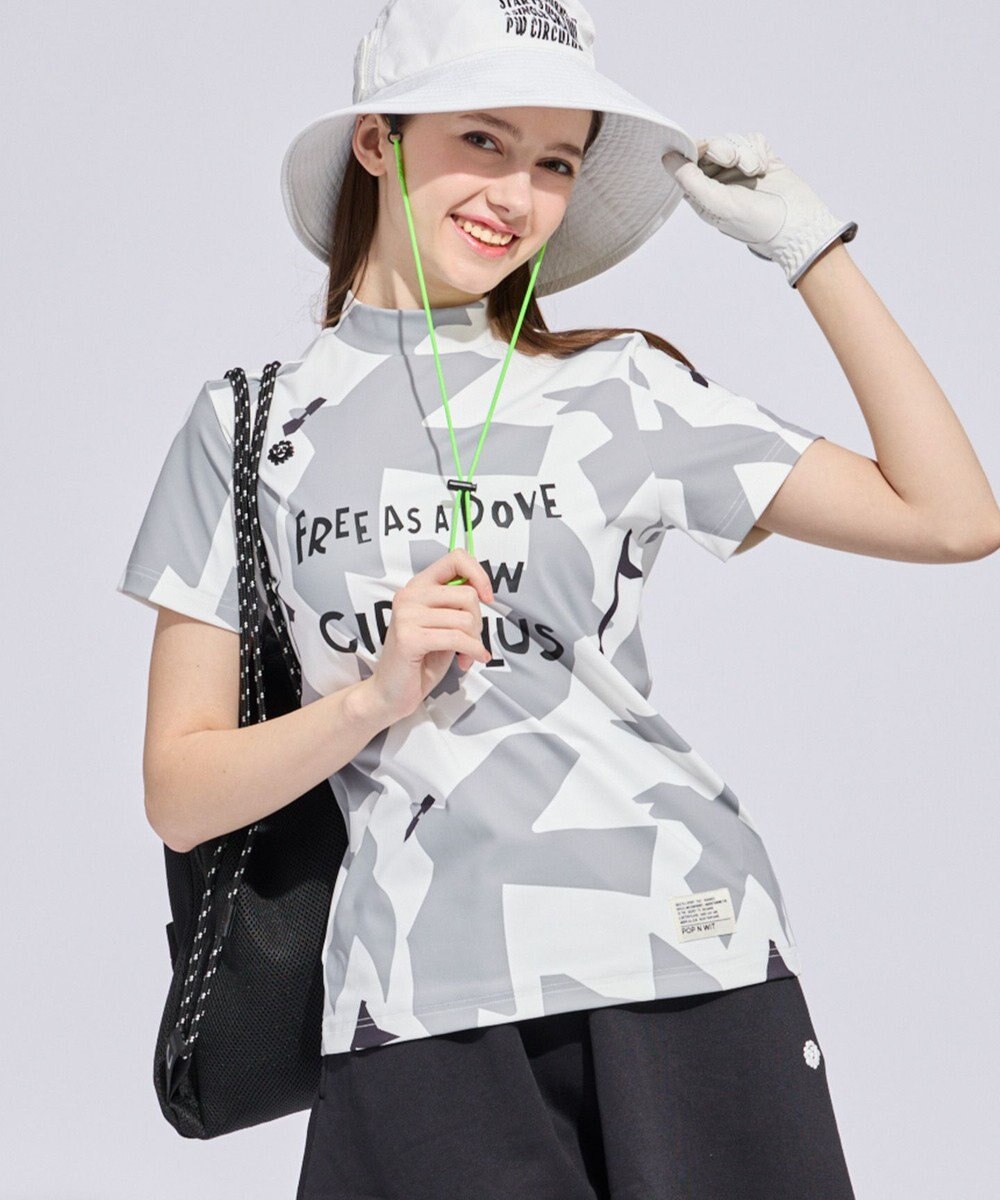 PW CIRCULUS 【WOMEN】ＤＯＶＥ柄モックネック ゴルフウェア レディース 