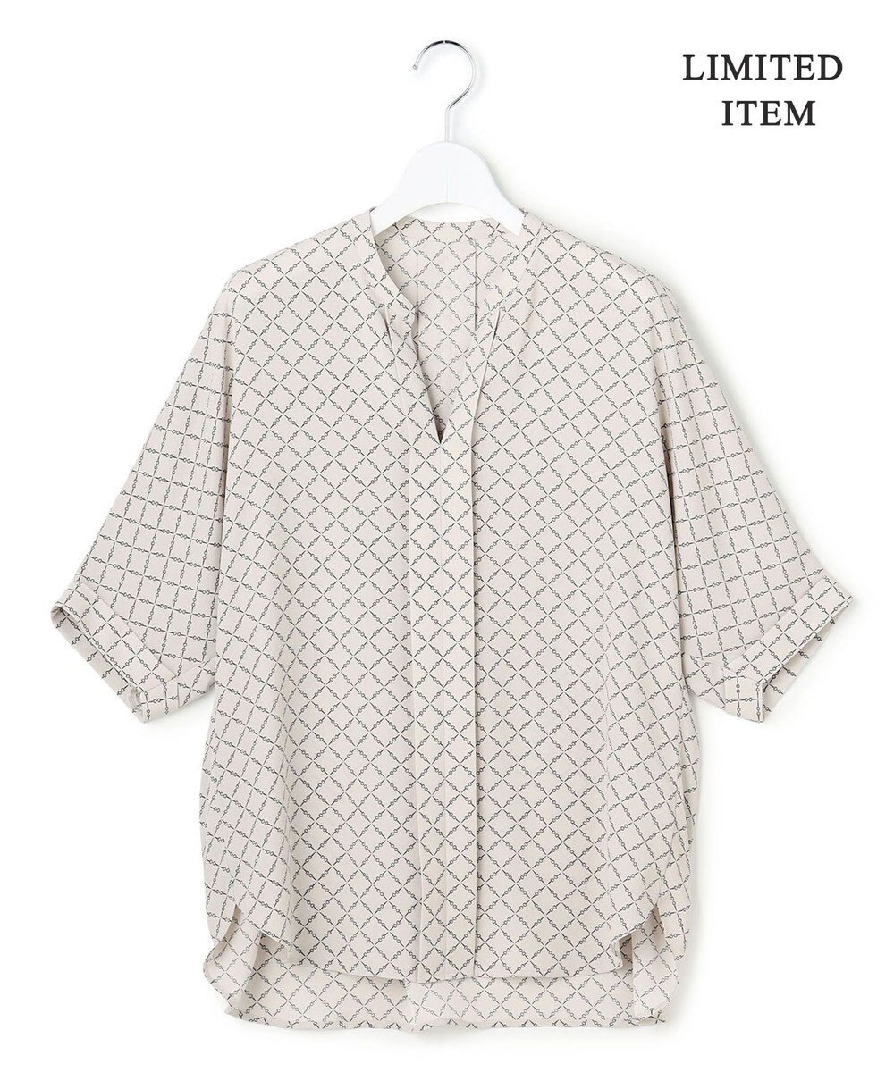 ICB L 【先行予約・WEB限定】BackSatinAmunzen 5分袖キーネックブラウス 