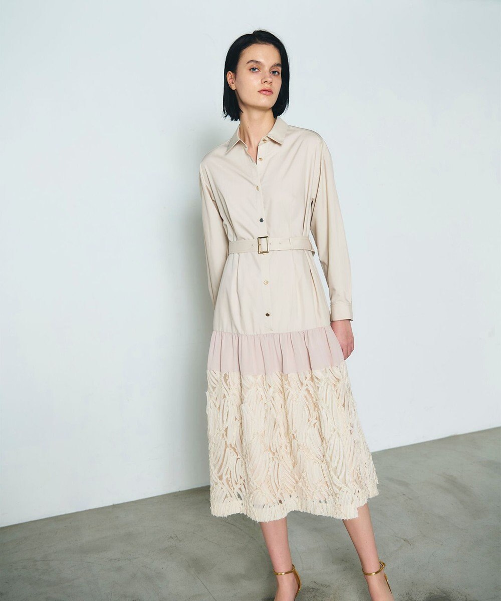 GRACE CONTINENTAL 刺繍ヘムシャツワンピース 