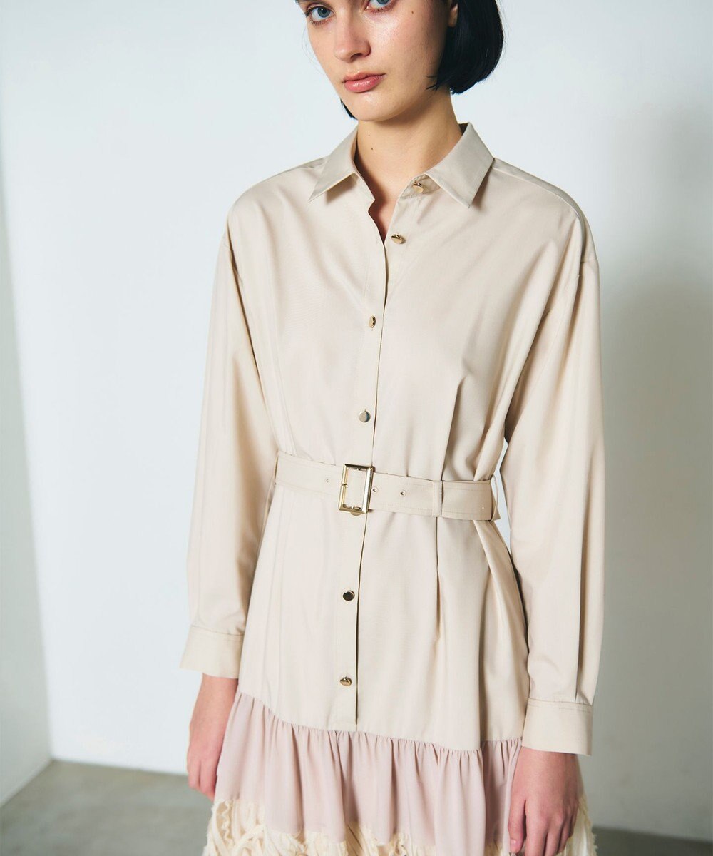 GRACE CONTINENTAL 刺繍ヘムシャツワンピース 