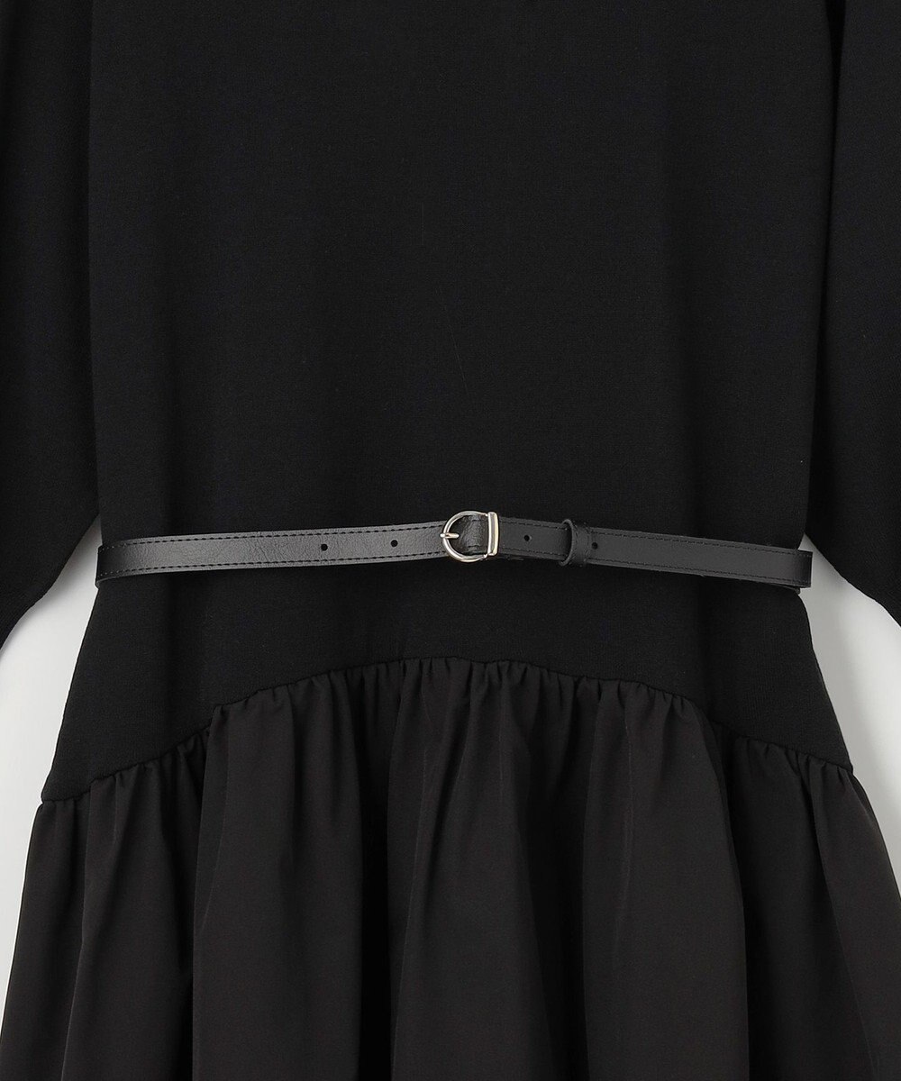 組曲 L 襟付きドッキング ニットワンピース 