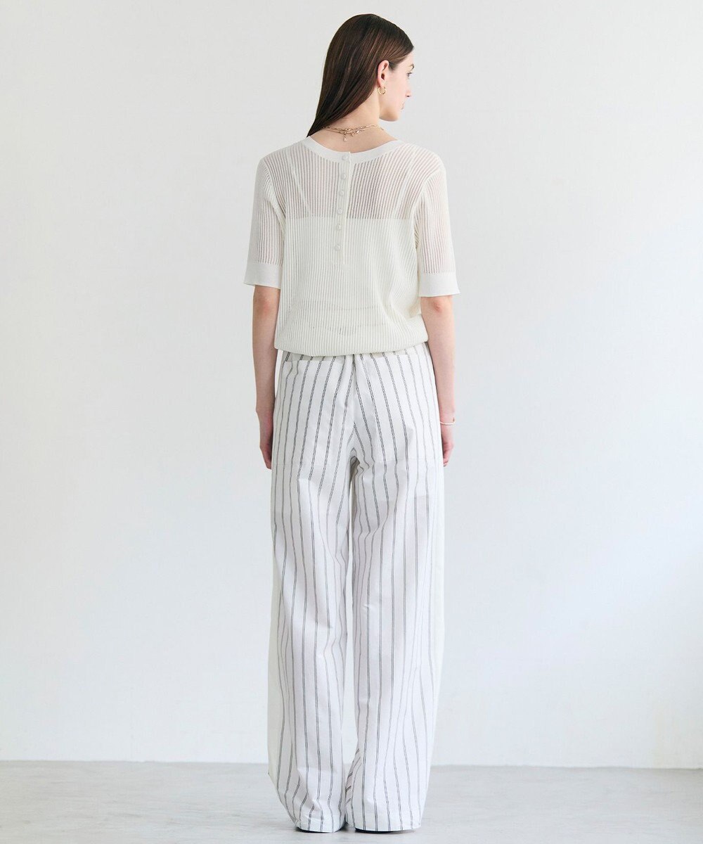 BEIGE， QUARTZ / 側章コンビ ストライプパンツ 