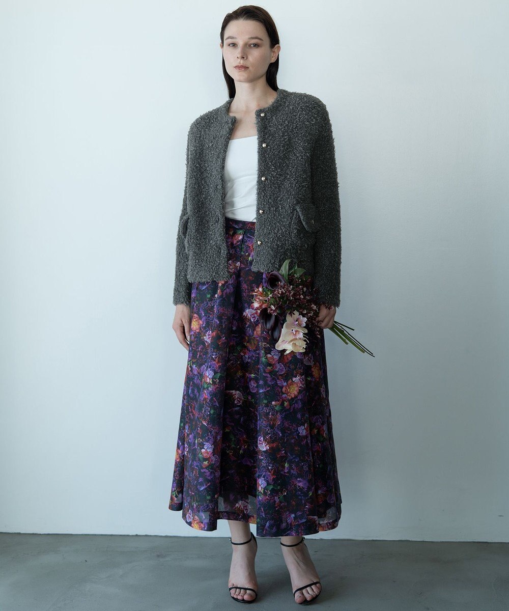 自由区 【カトリエムブーケ】フラワープリントフレアスカート 